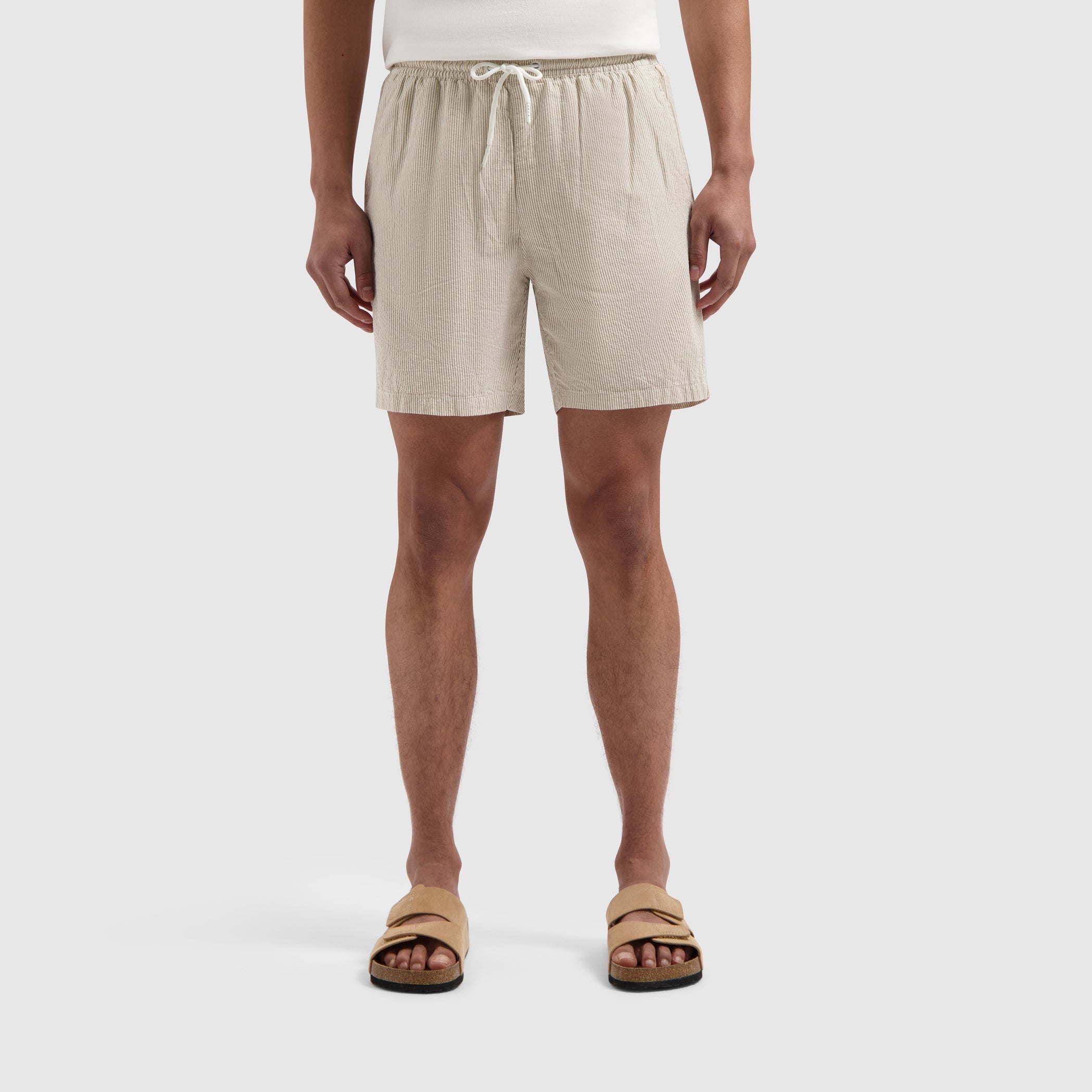 Pinstripe Shorts | Taupe