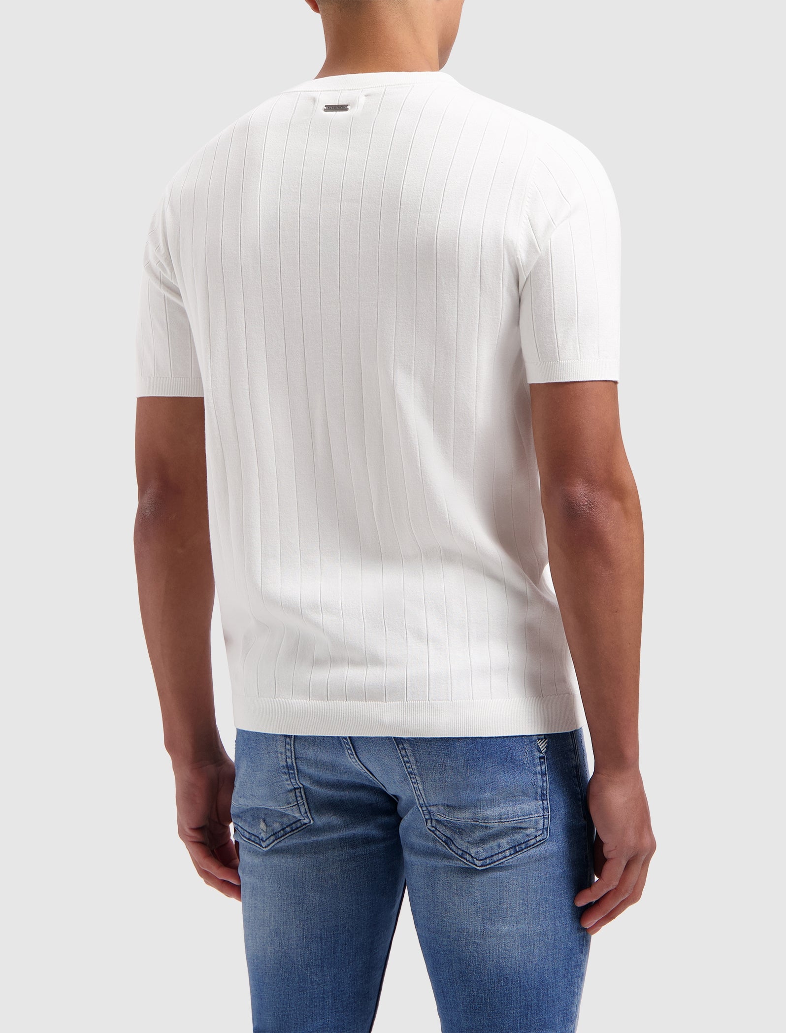 Vertical Striped Knitwear T-shirt | Off White