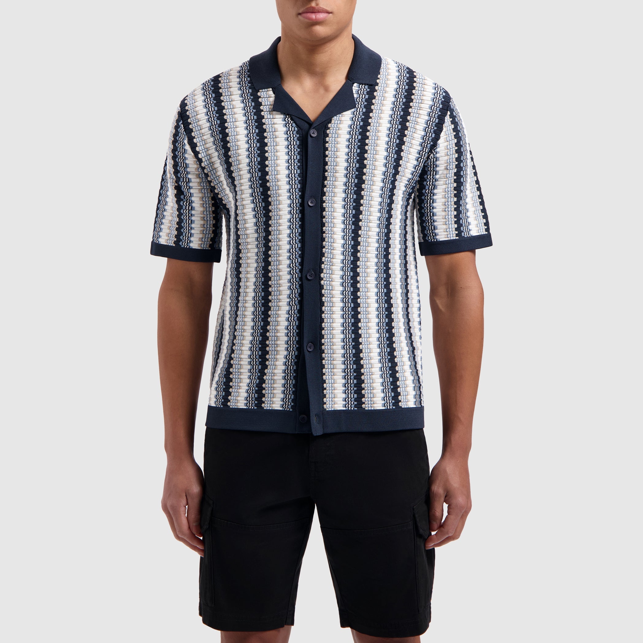 Striped Knitwear Shirt | Navy