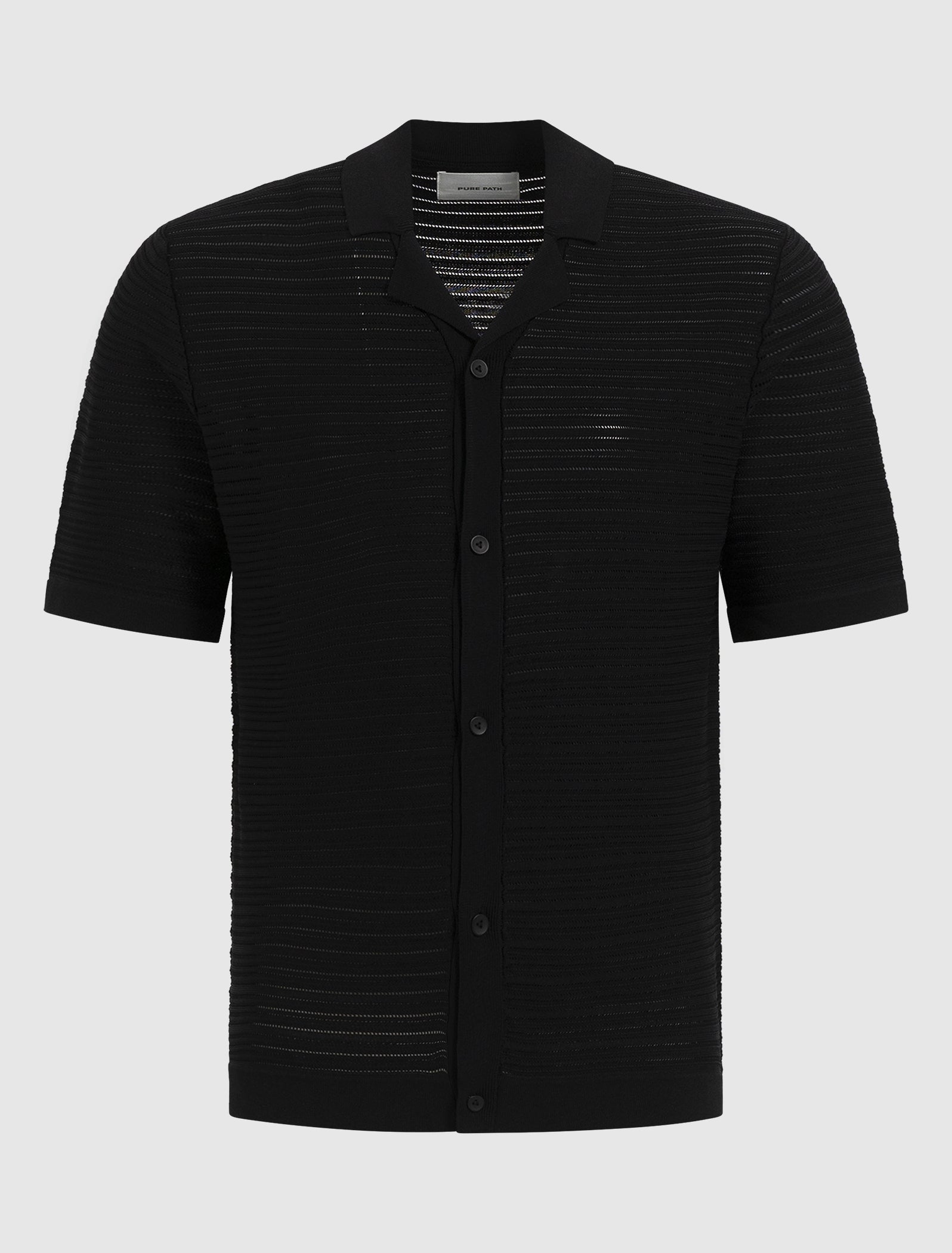 Horizontal Striped Knitwear Shirt | Black