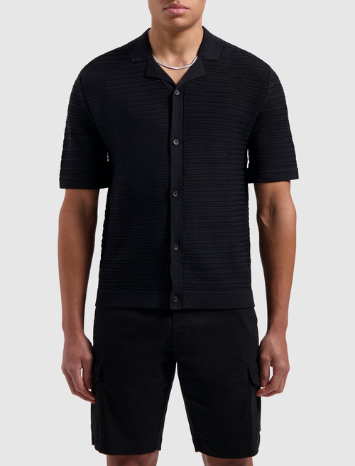 Horizontal Striped Knitwear Shirt | Black