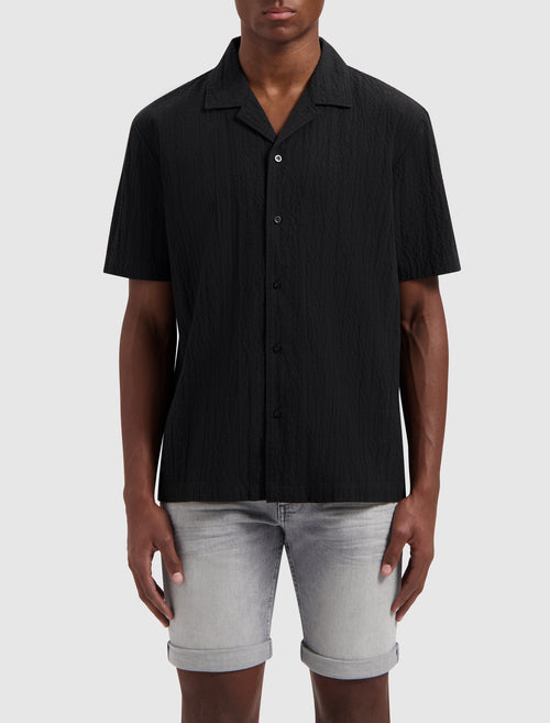 Wrinkled Short Sleeve Shirt | Black