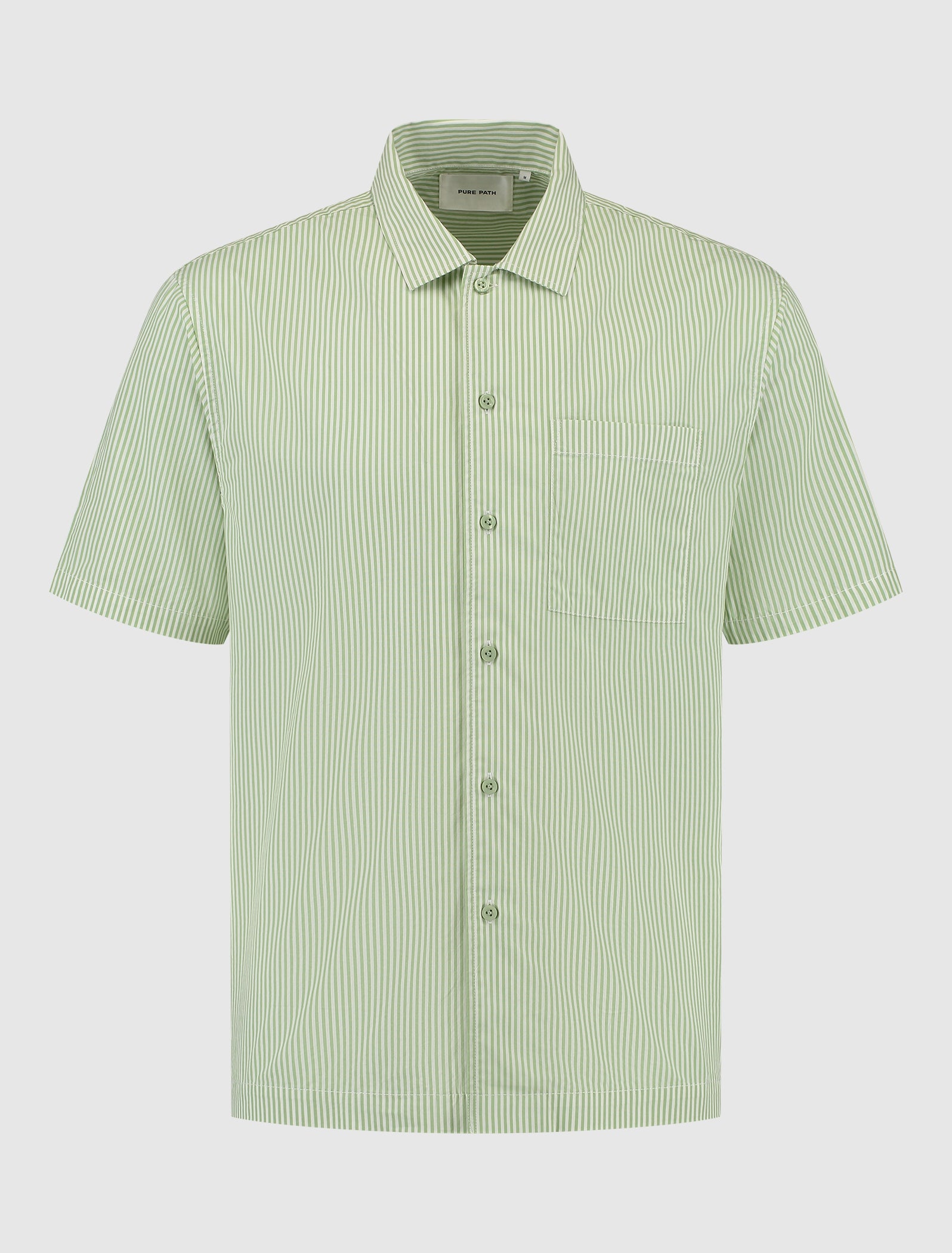 Vertical Striped Shortsleeve Shirt | Green