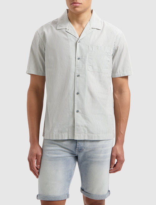 Vertical Striped Shortsleeve Shirt | Blue