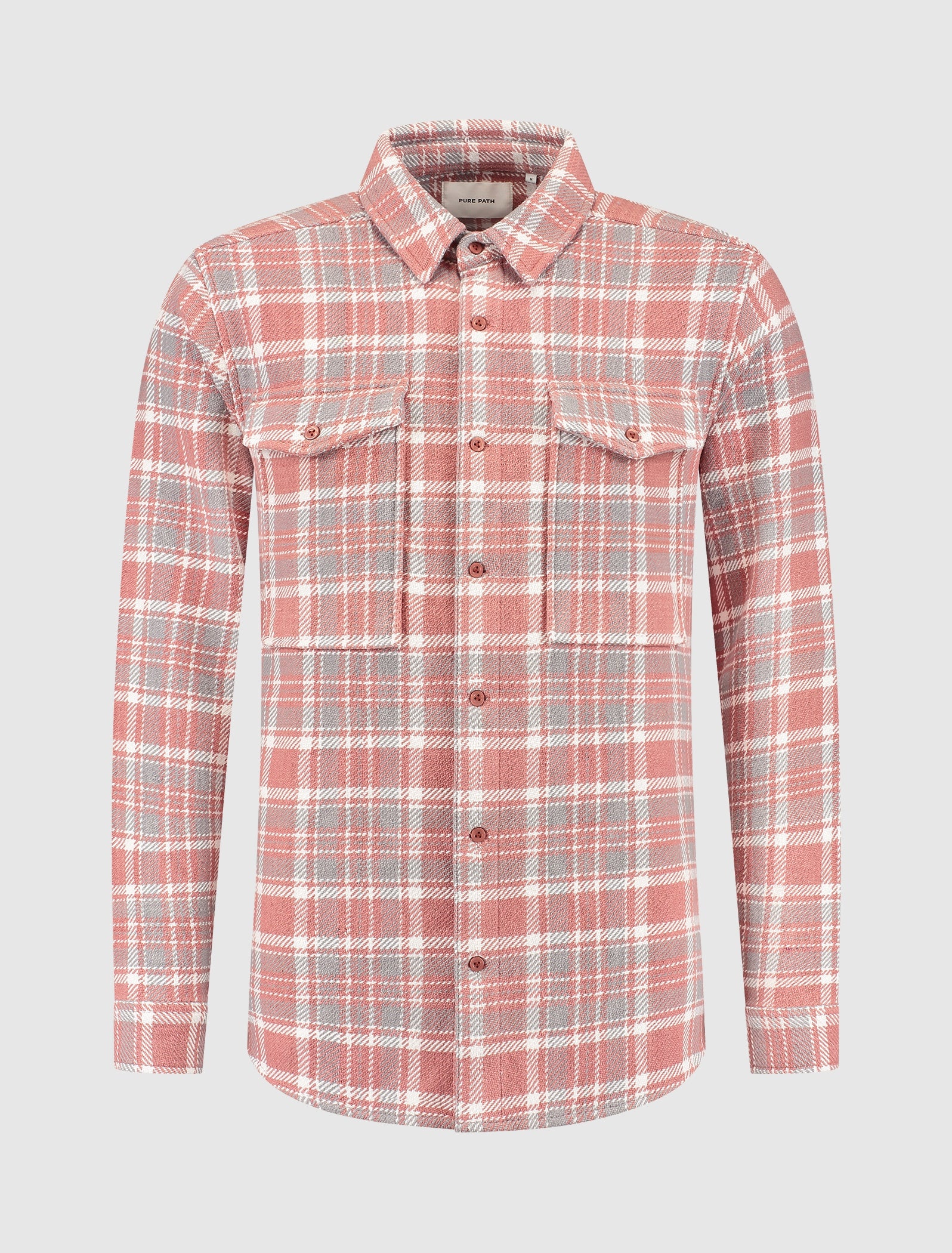 Heavy Twill Checked Shirt | Dark Peach