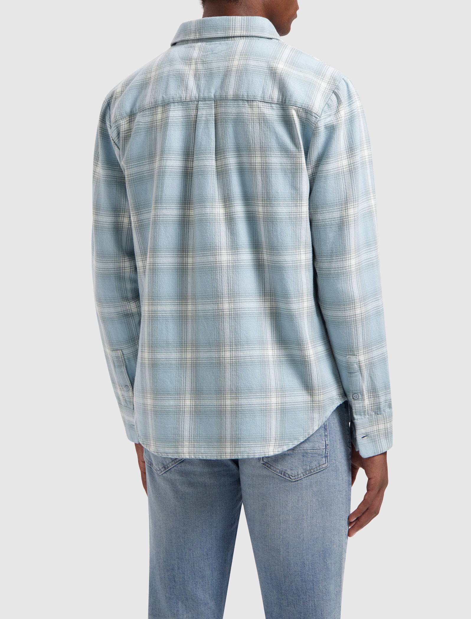 Twill Checked Overshirt | Light Blue