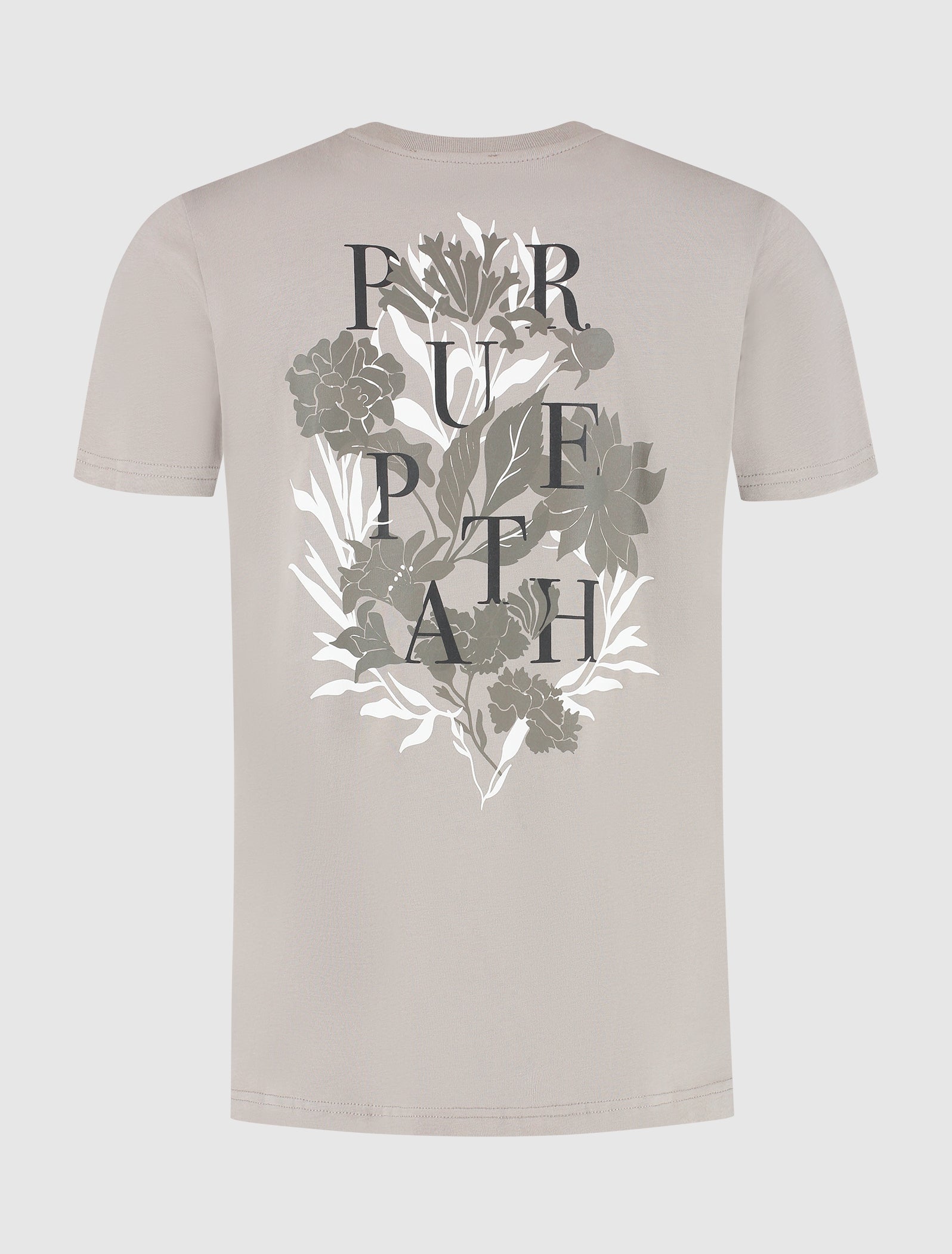 Tonal Floral Back Print T shirt Taupe Pure Path