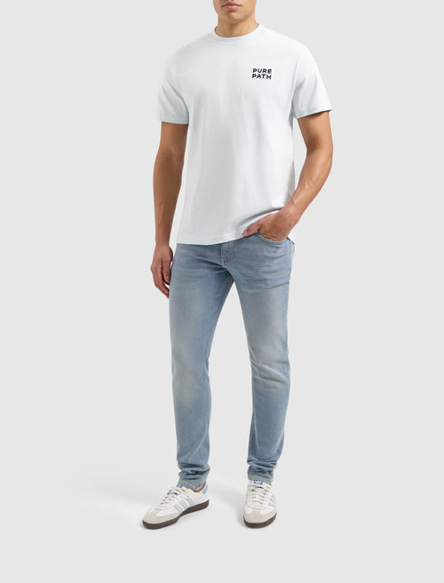 Stitched Floral T-shirt | Light Blue