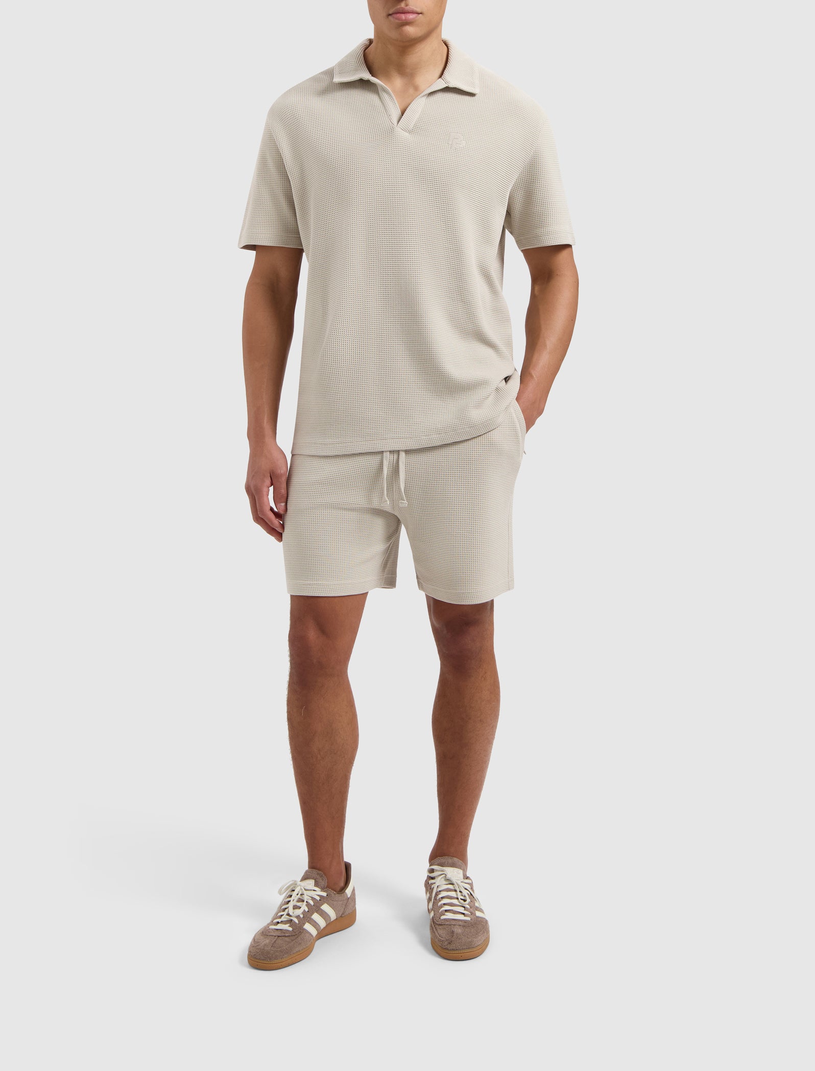 Initials Waffle Polo | Sand