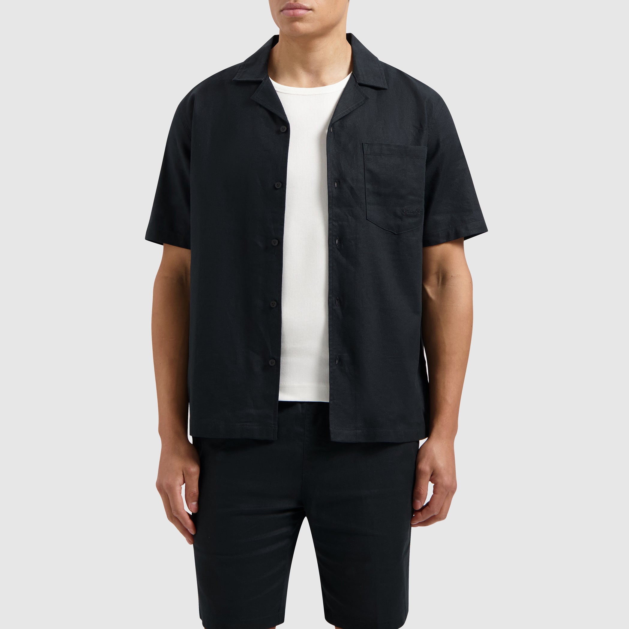 Short Sleeve Linen Shirt | Black