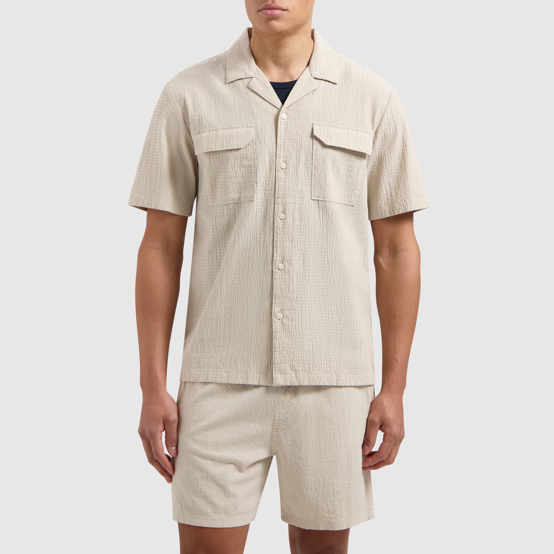 Short Sleeve Seersucker Shirt | Sand