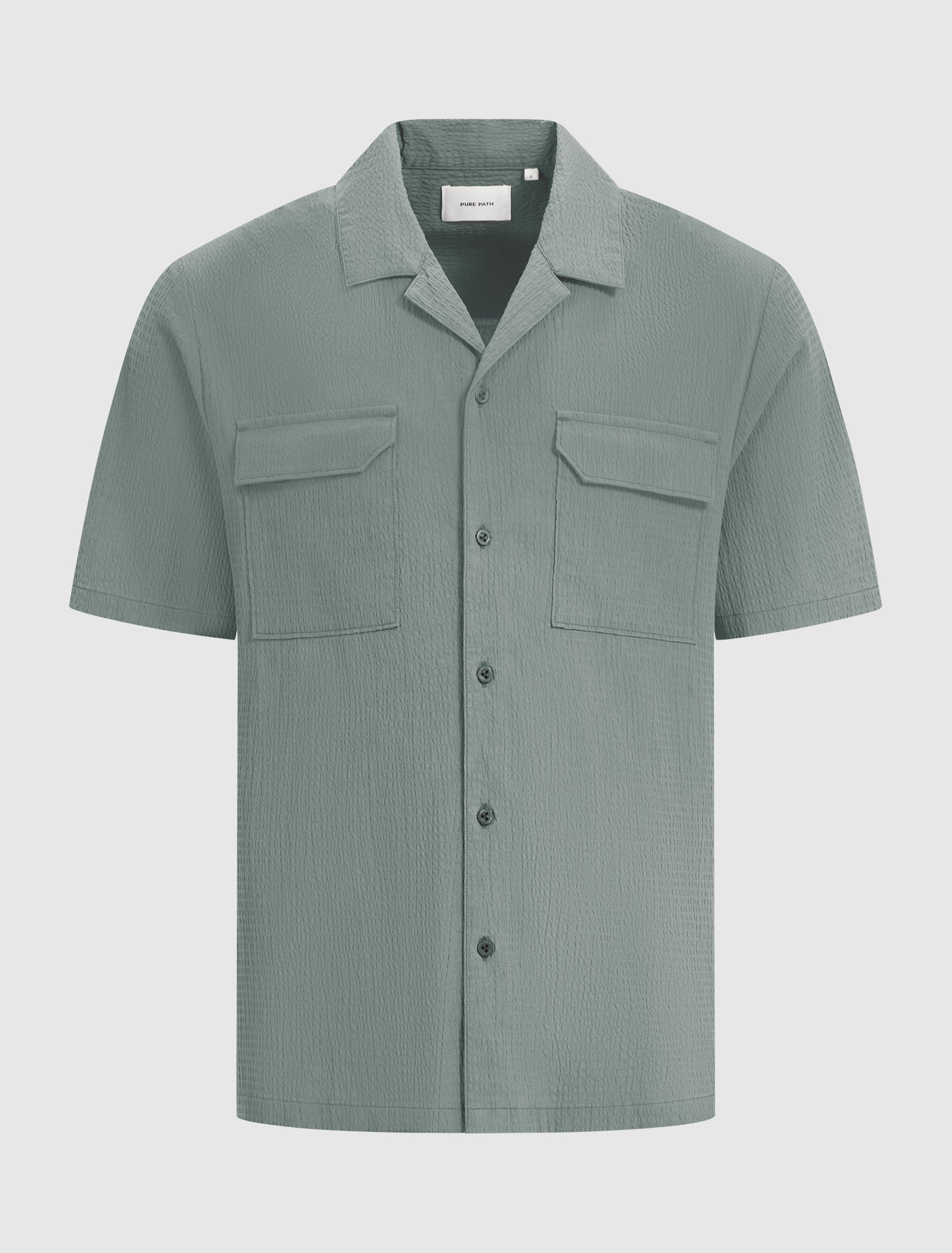 Short Sleeve Seersucker Shirt | Faded Green