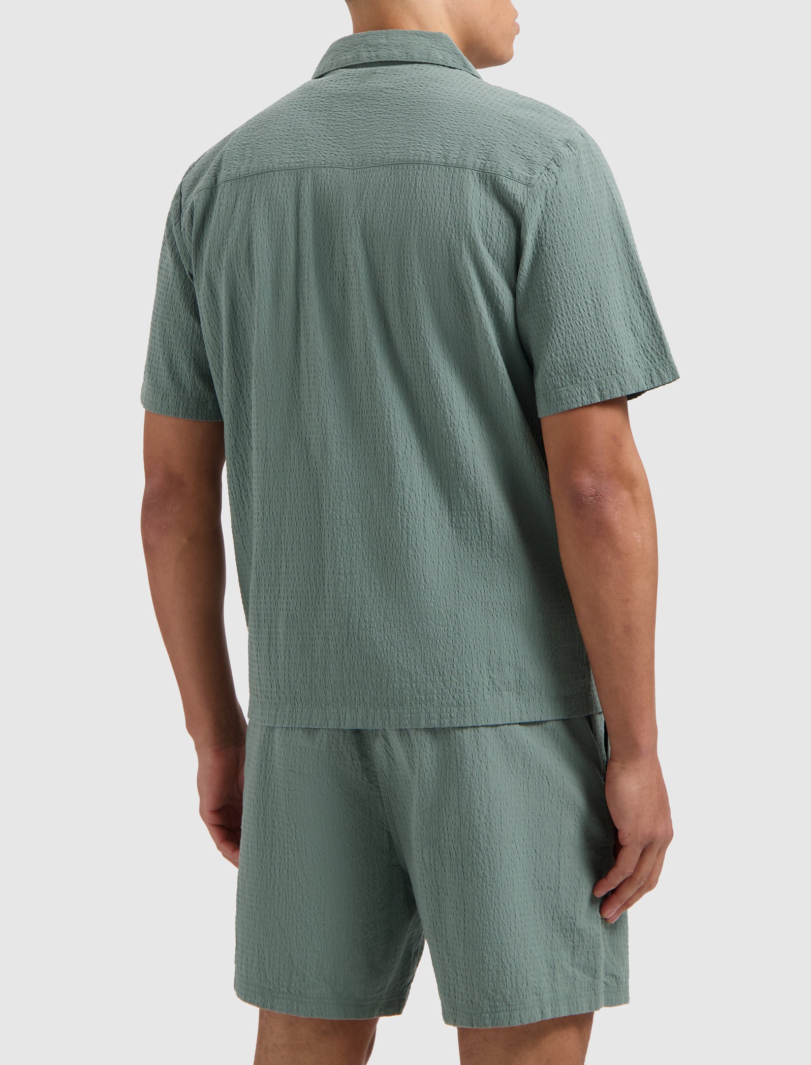 Short Sleeve Seersucker Shirt | Faded Green