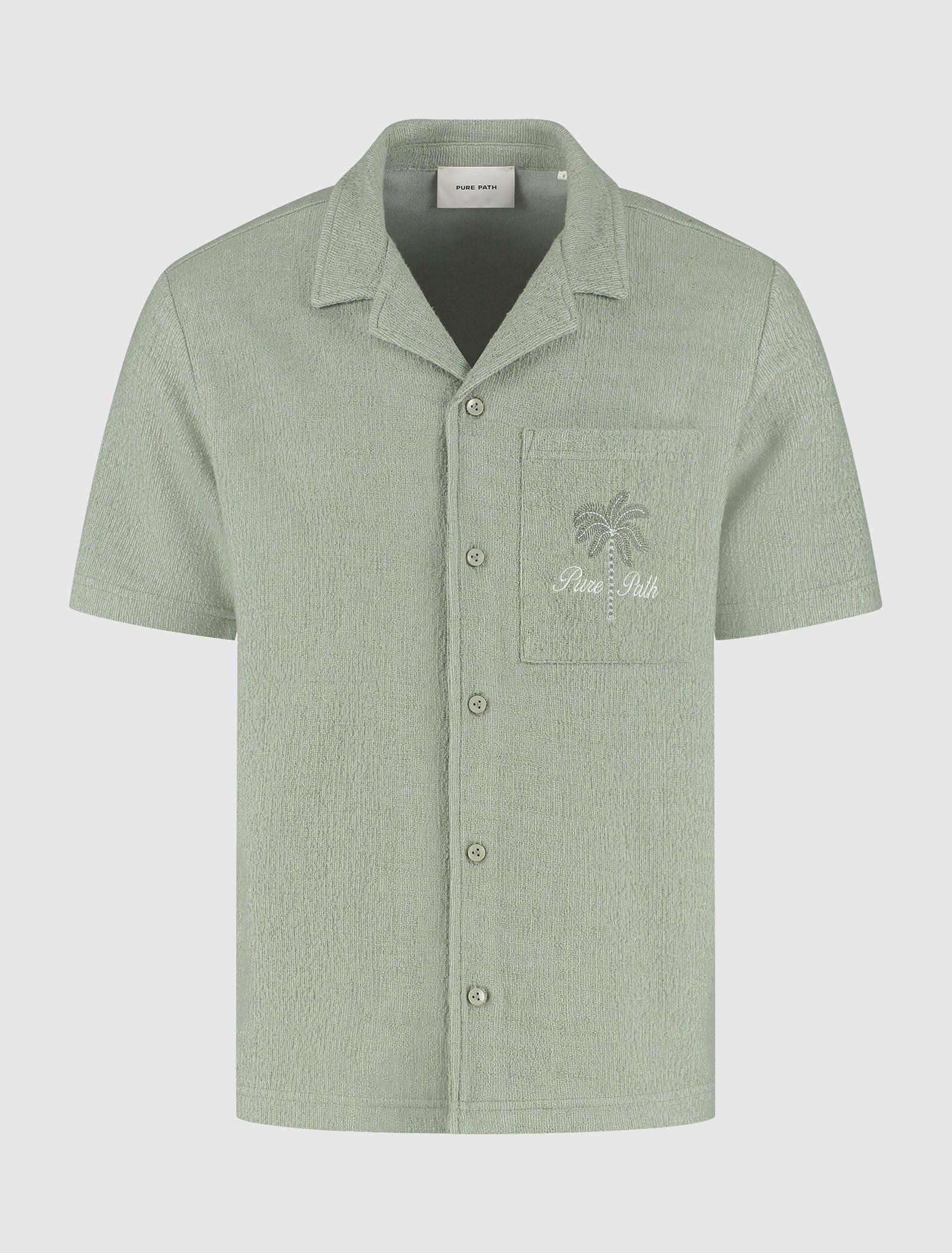 Short Sleeve Bouclé  Palm Shirt | Army Green