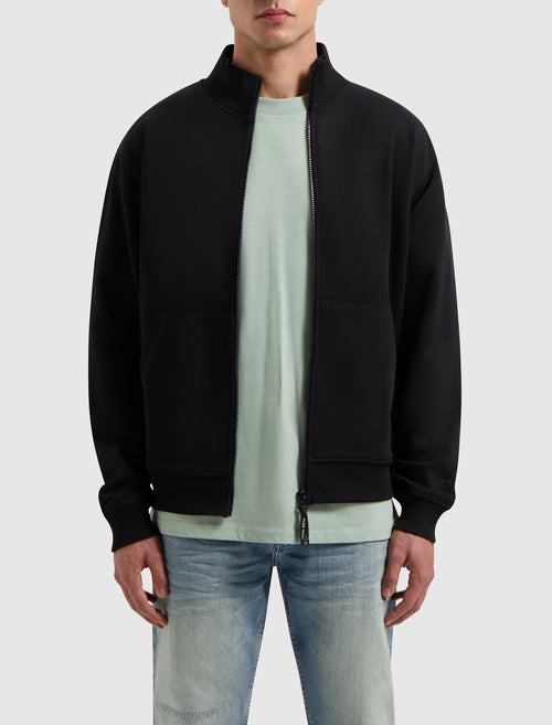 Stand-Up Collar Zip Sweater | Black