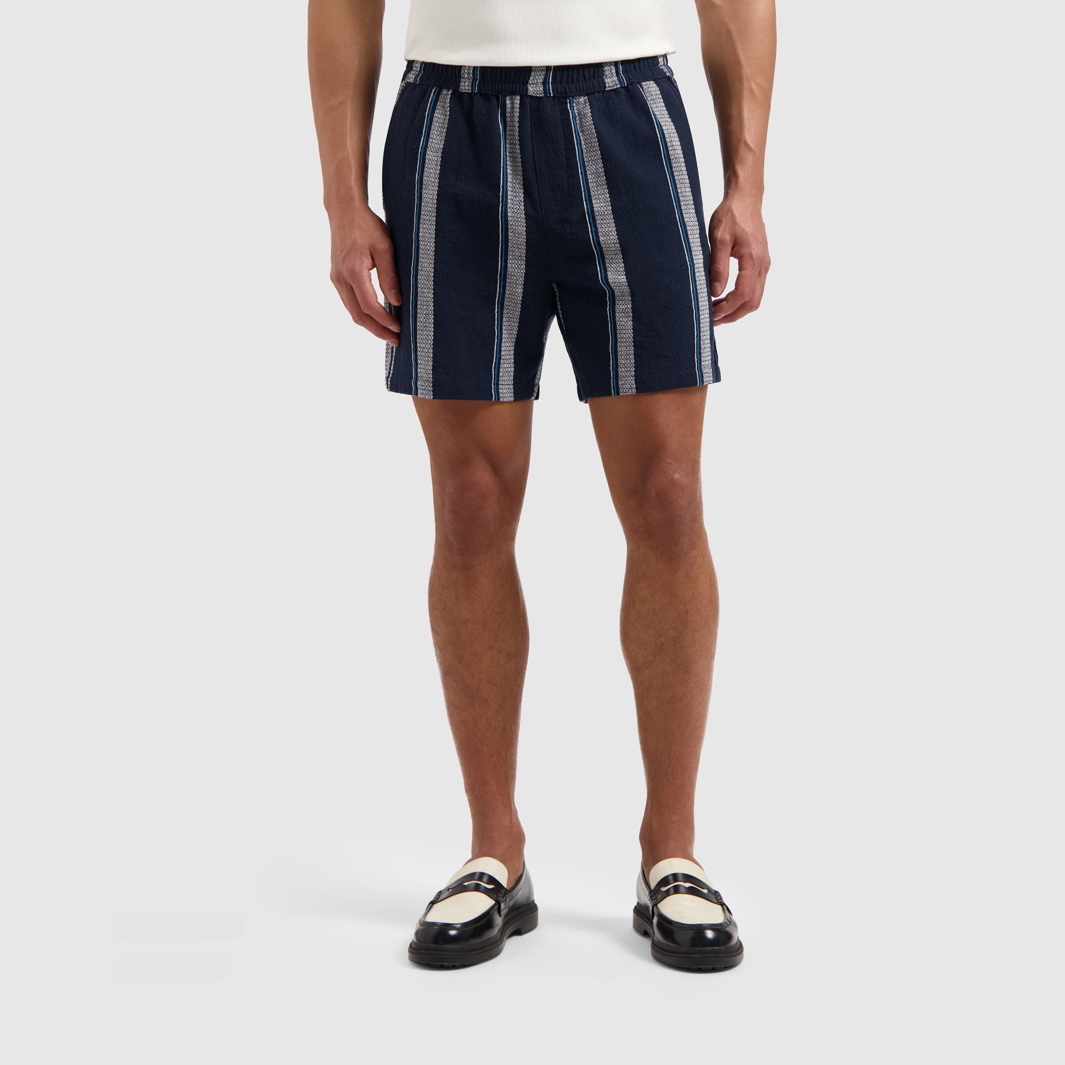 Cuban Striped Shorts | Navy
