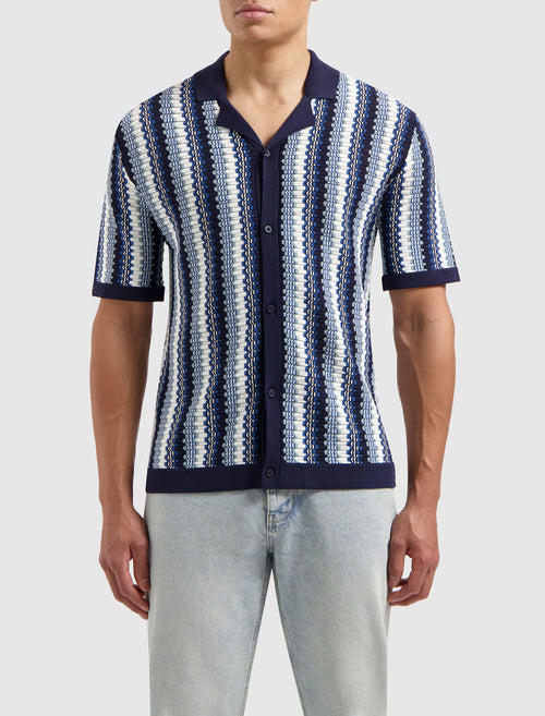 Ajour Knitwear Shirt | Navy