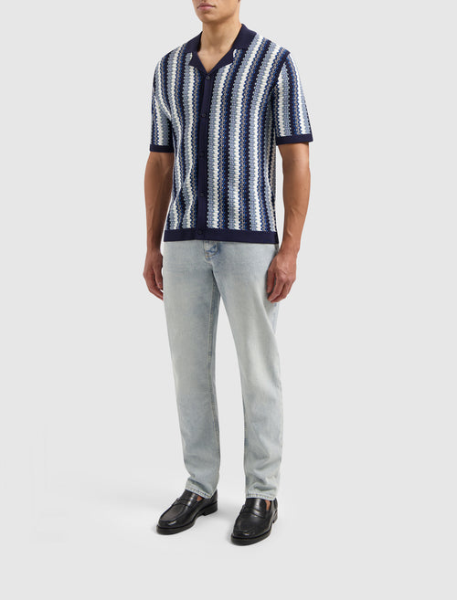 Ajour Knitwear Shirt | Navy