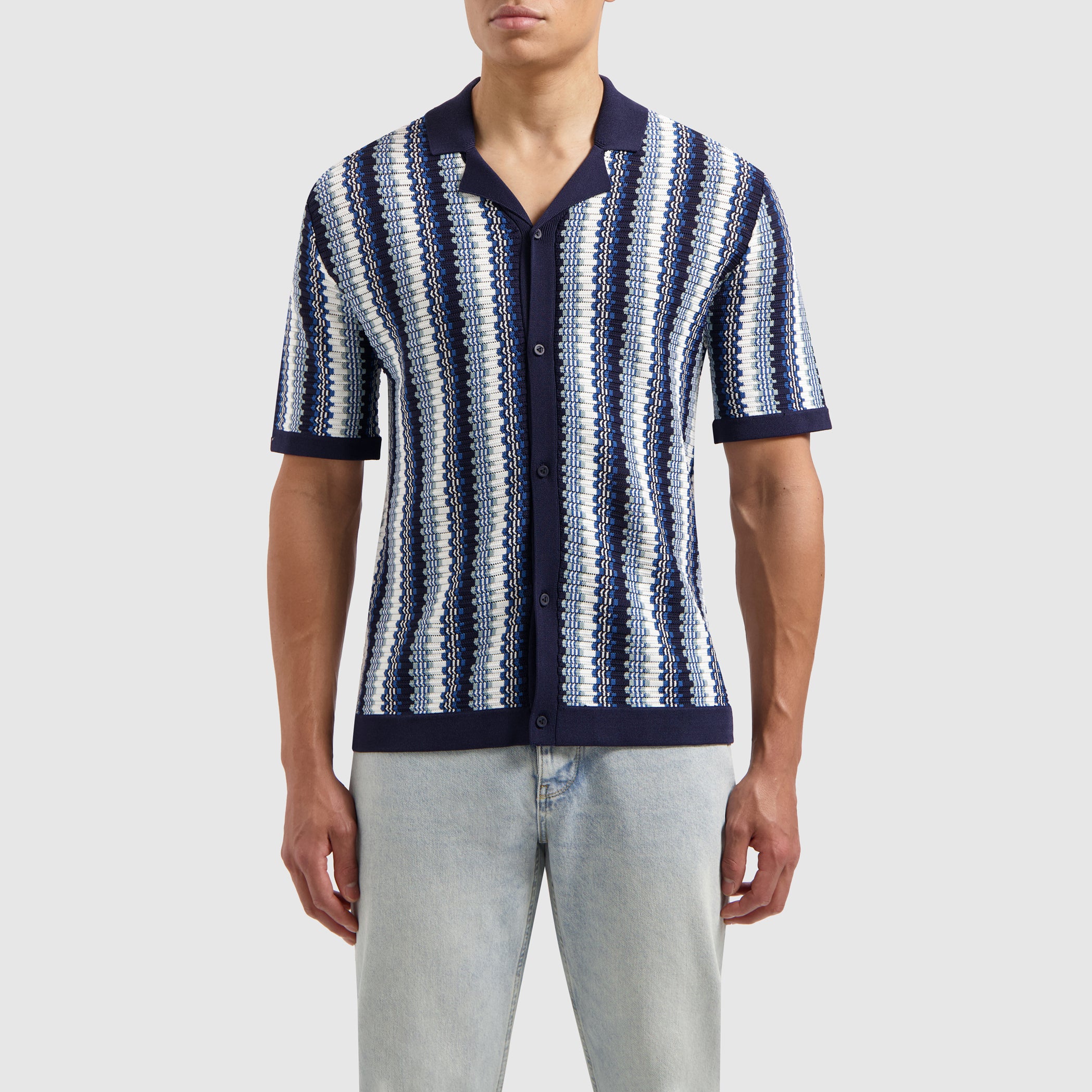 Ajour Knitwear Shirt | Navy