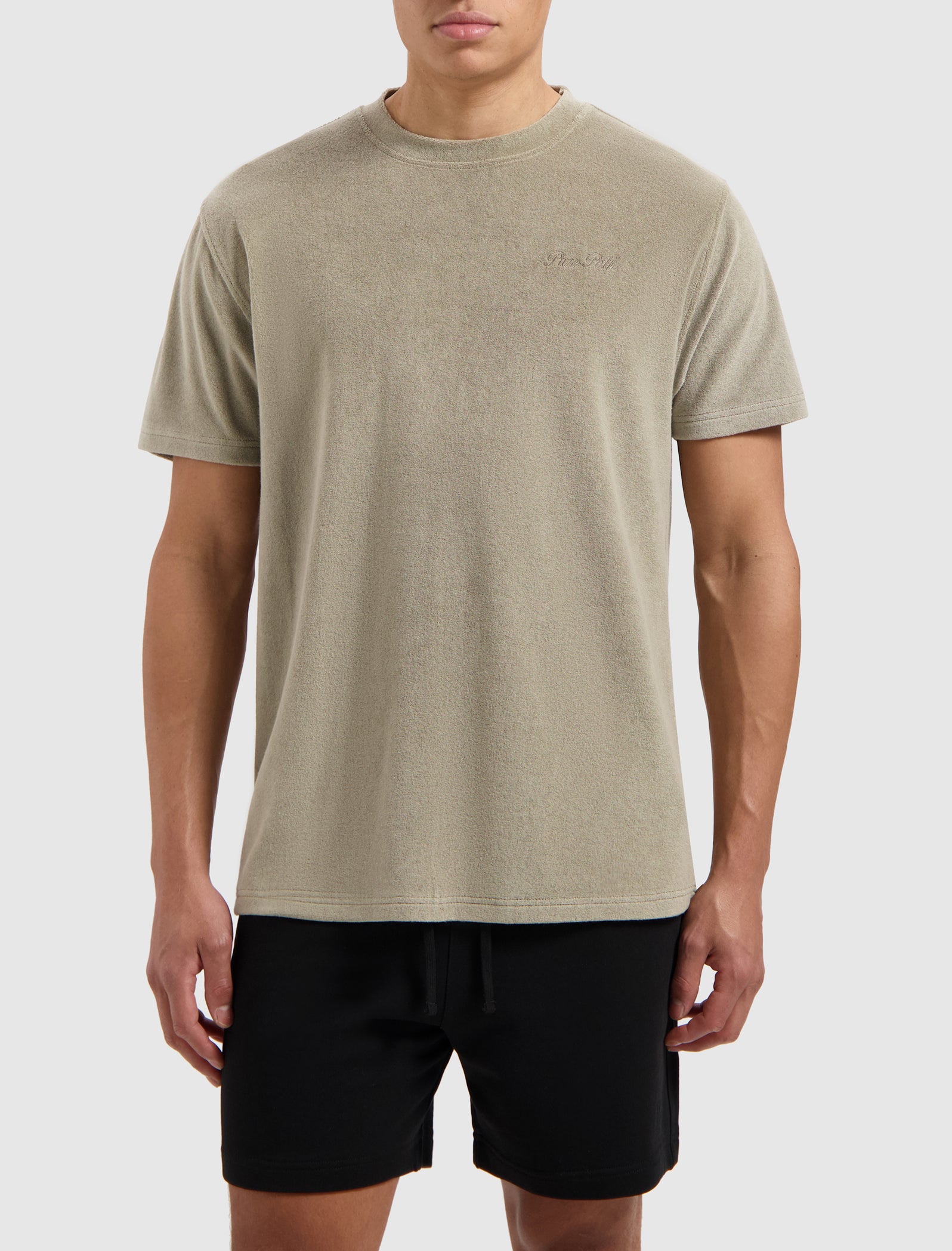 Cursive Terry T-shirt | Taupe