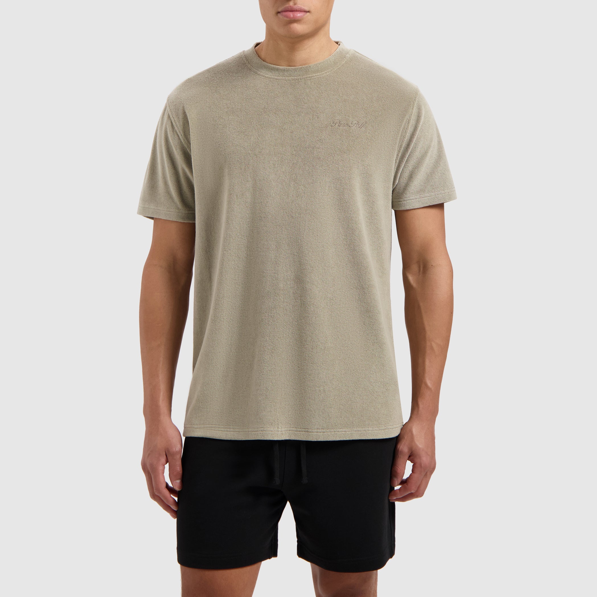 Cursive Terry T-shirt | Taupe