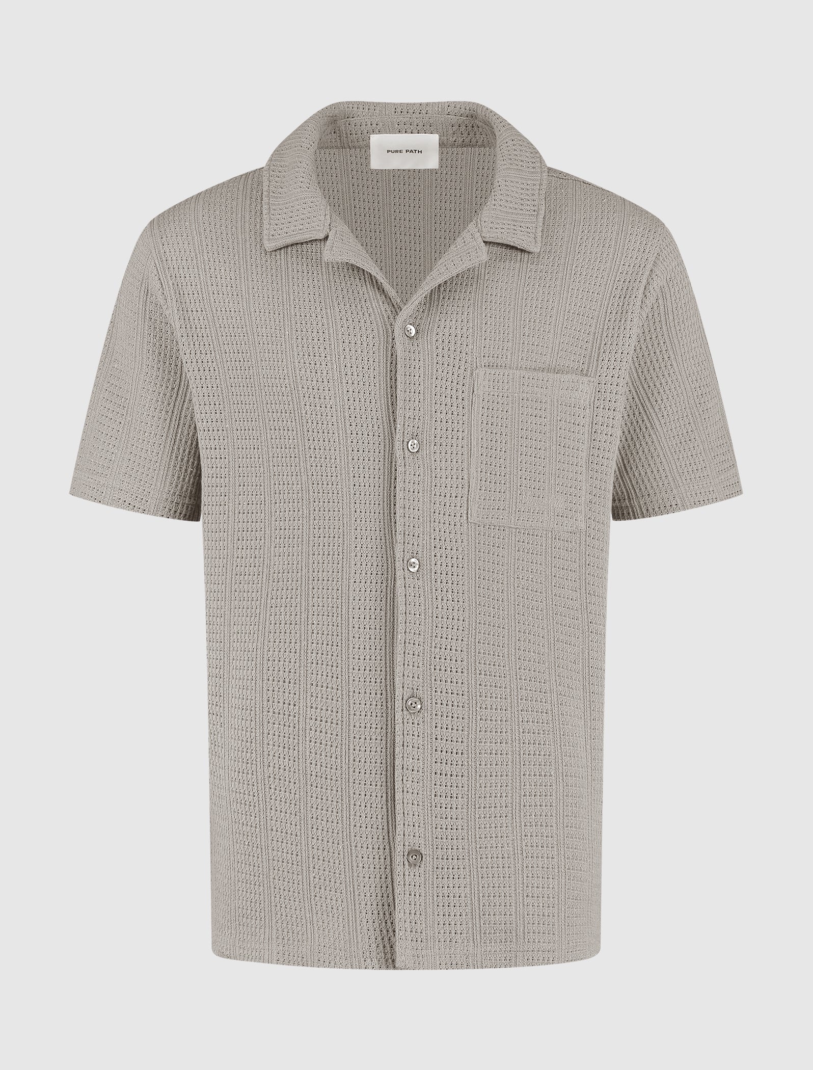 Short Sleeve Crochet Shirt | Taupe