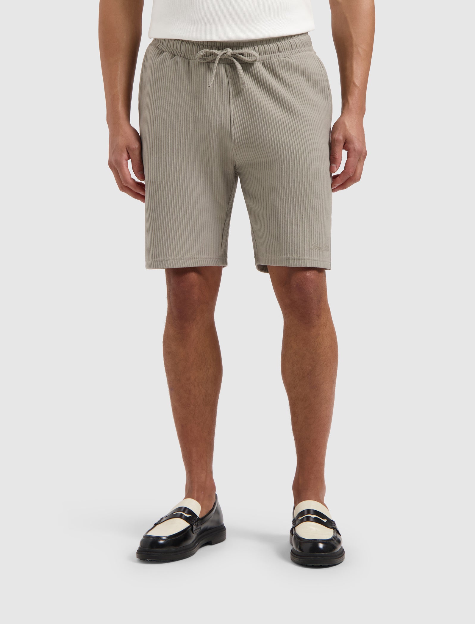Vertical Lined Shorts | Taupe