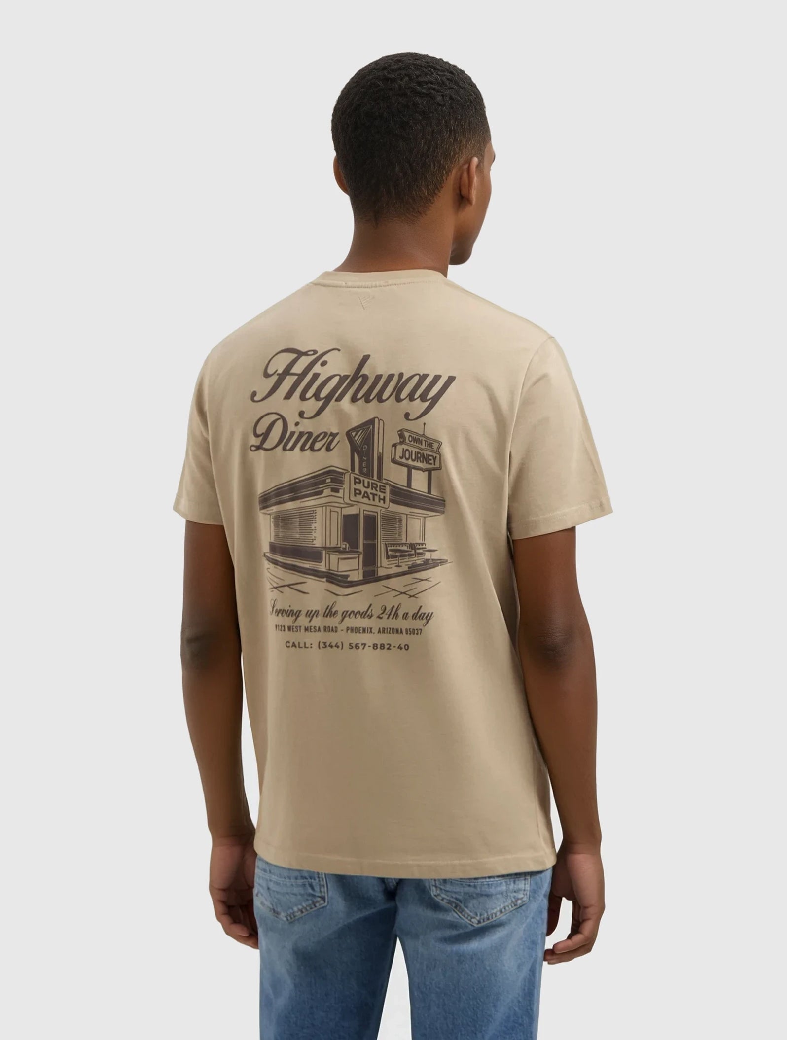Highway Diner T-shirt | Taupe