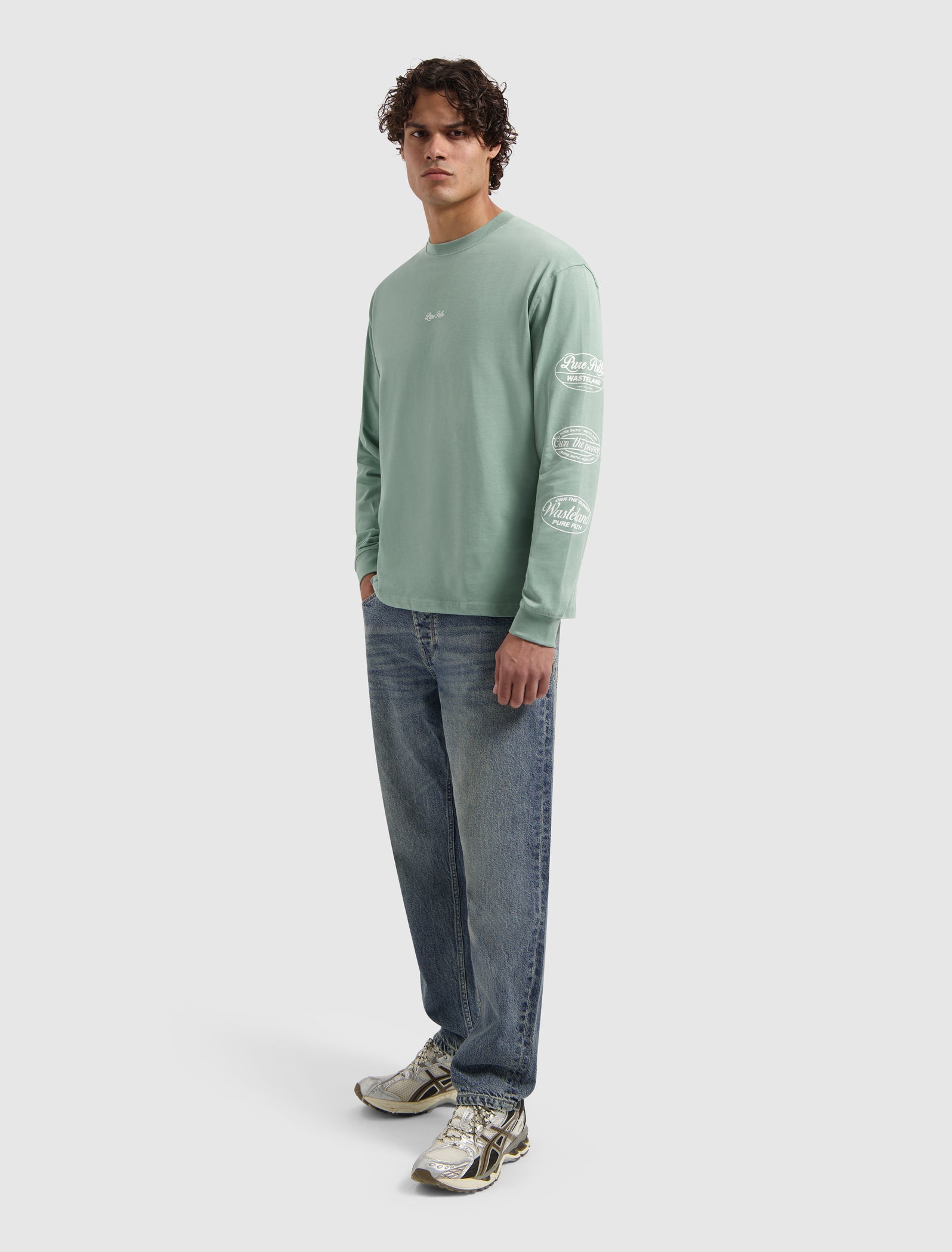 Wasteland Patches Longsleeve T-shirt | Army Green