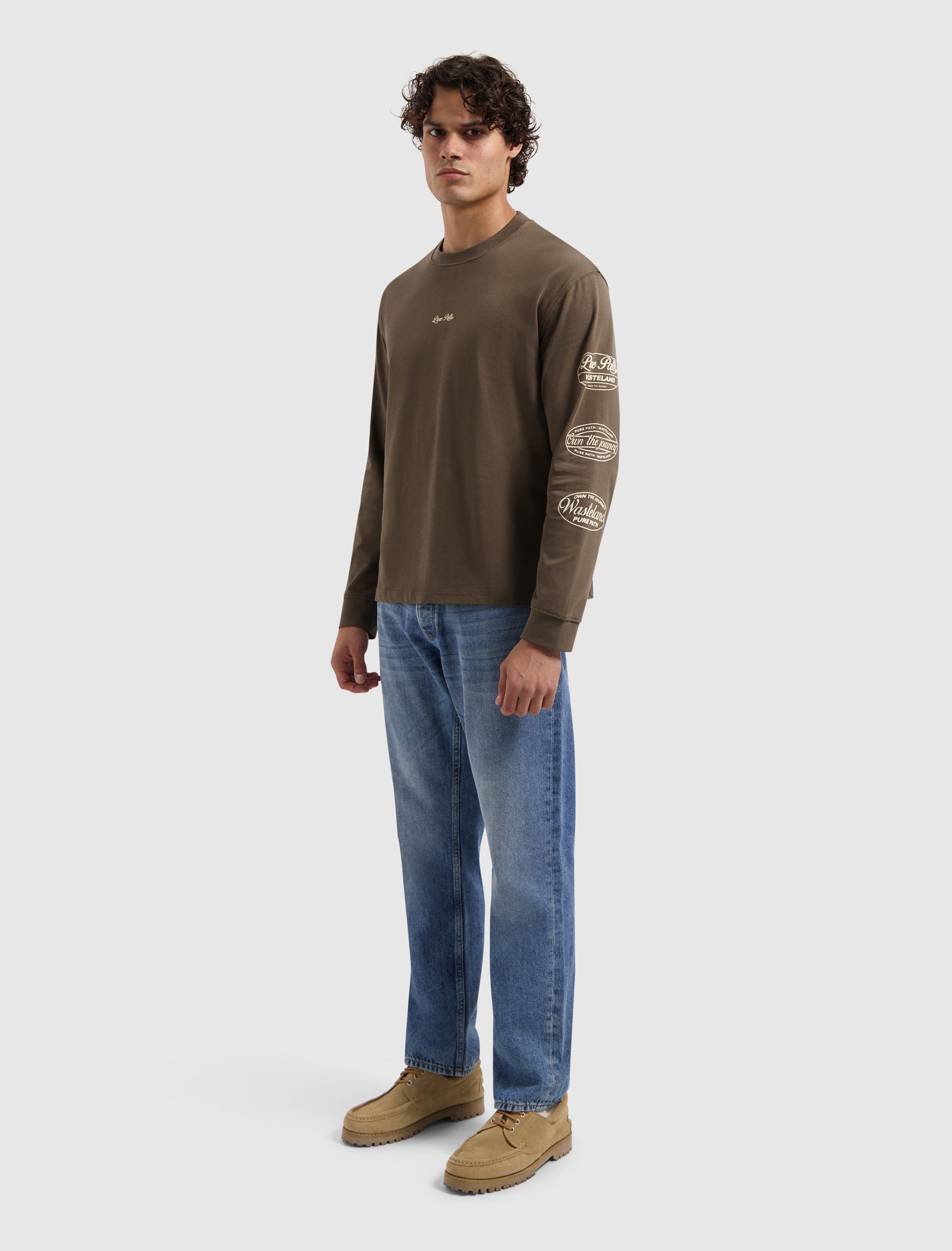 Wasteland Patches Longsleeve T-shirt | Dark Brown