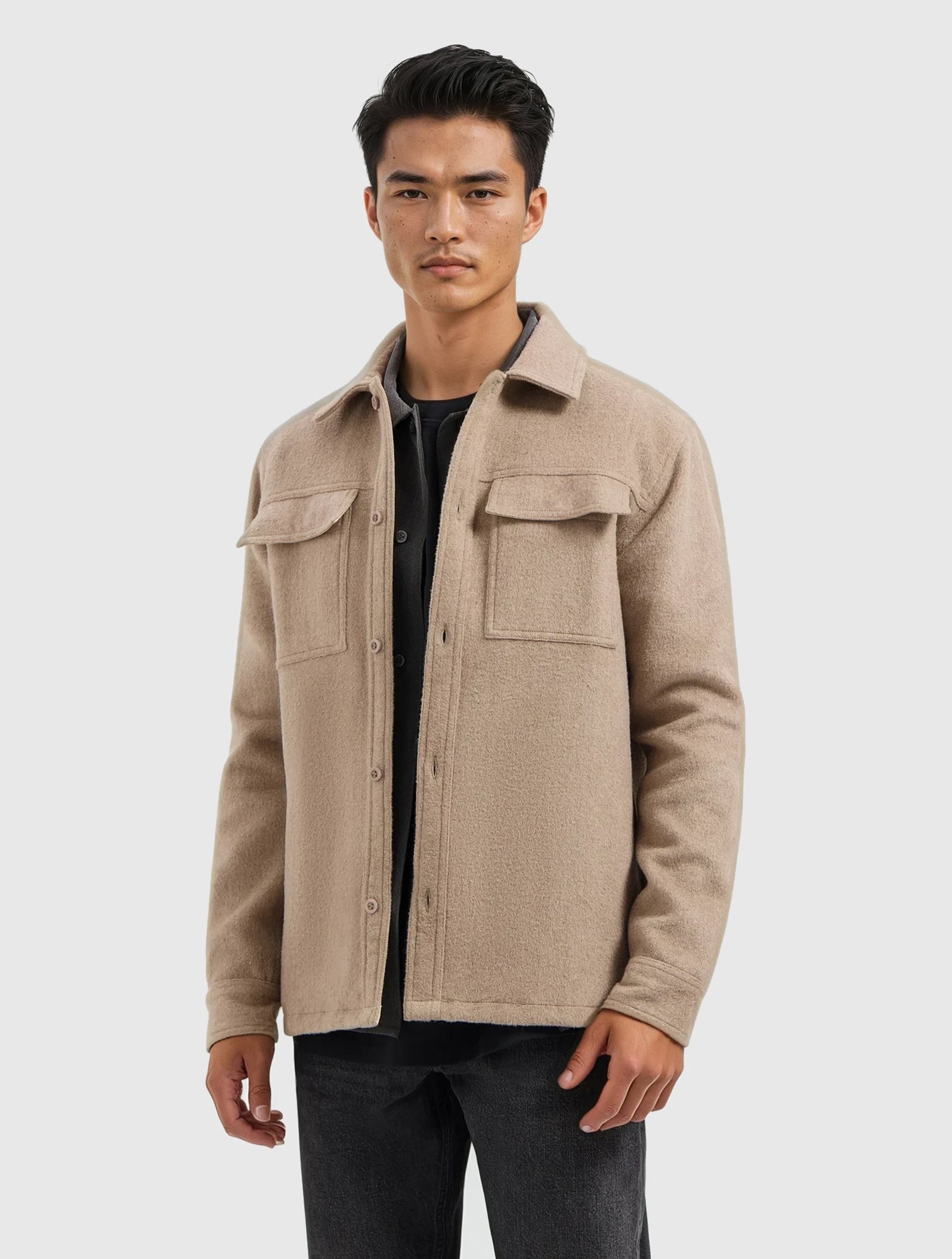 Flannel Overshirt | Taupe