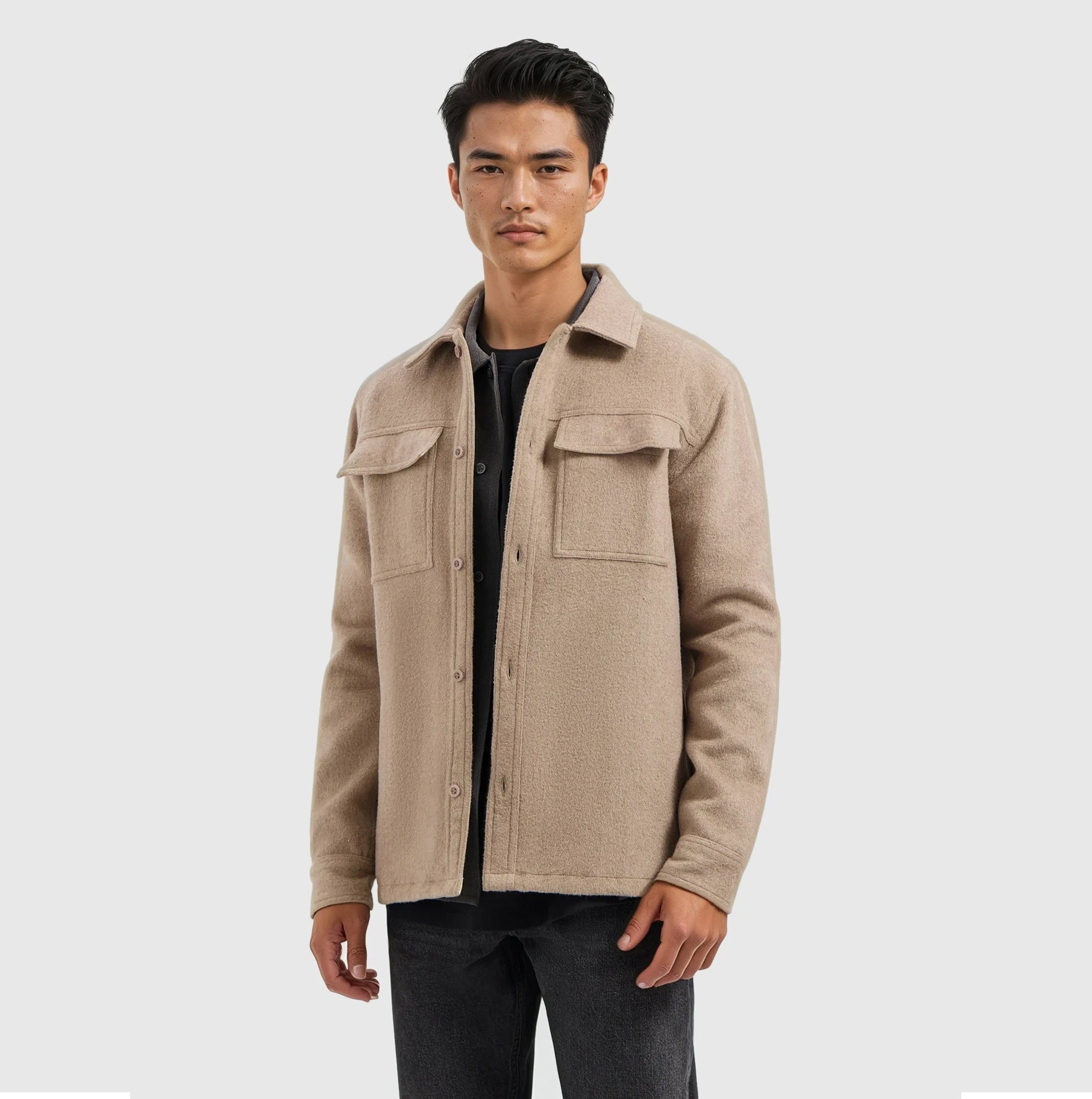 Flannel Overshirt | Taupe