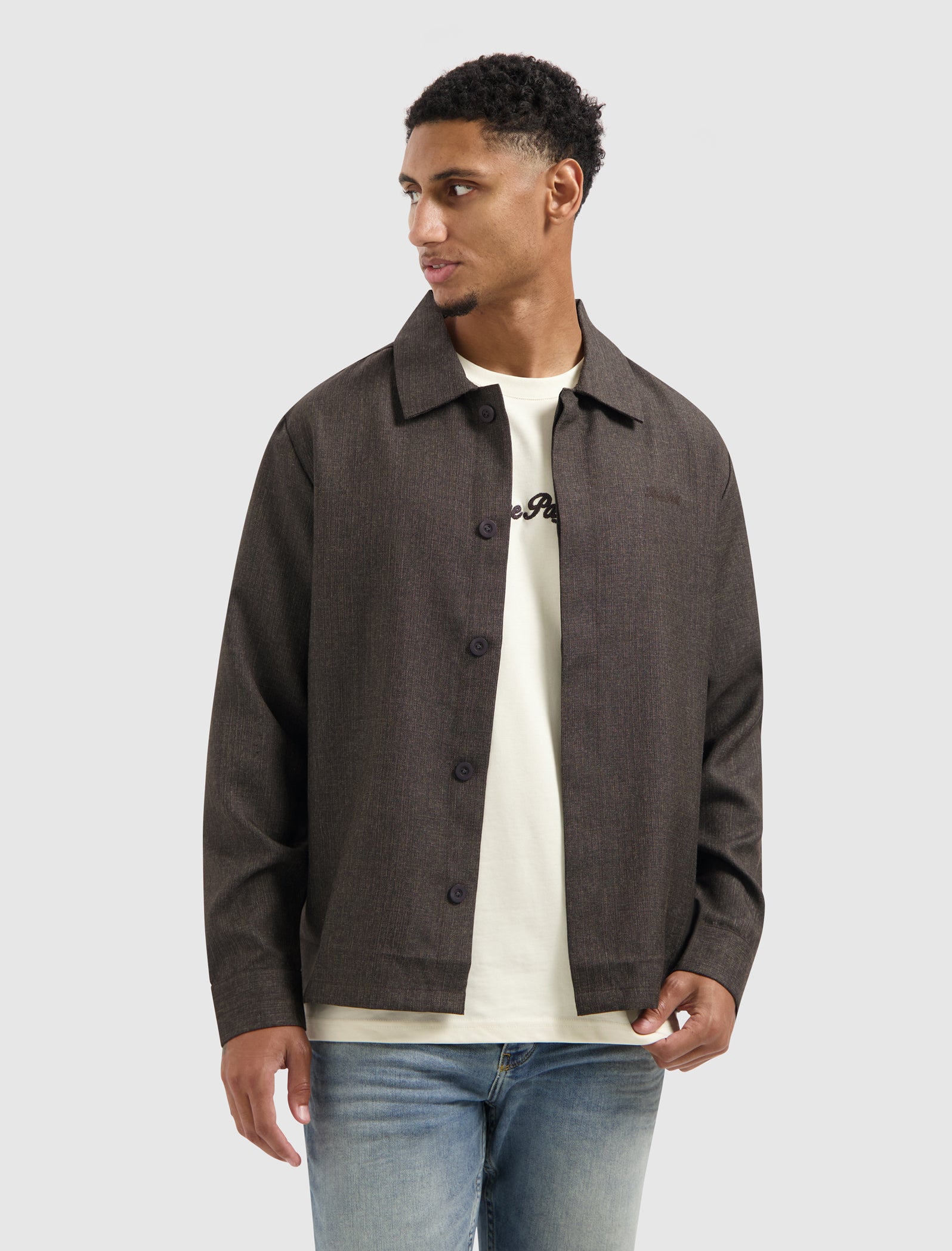 Oxford Melange Overshirt | Dark Brown