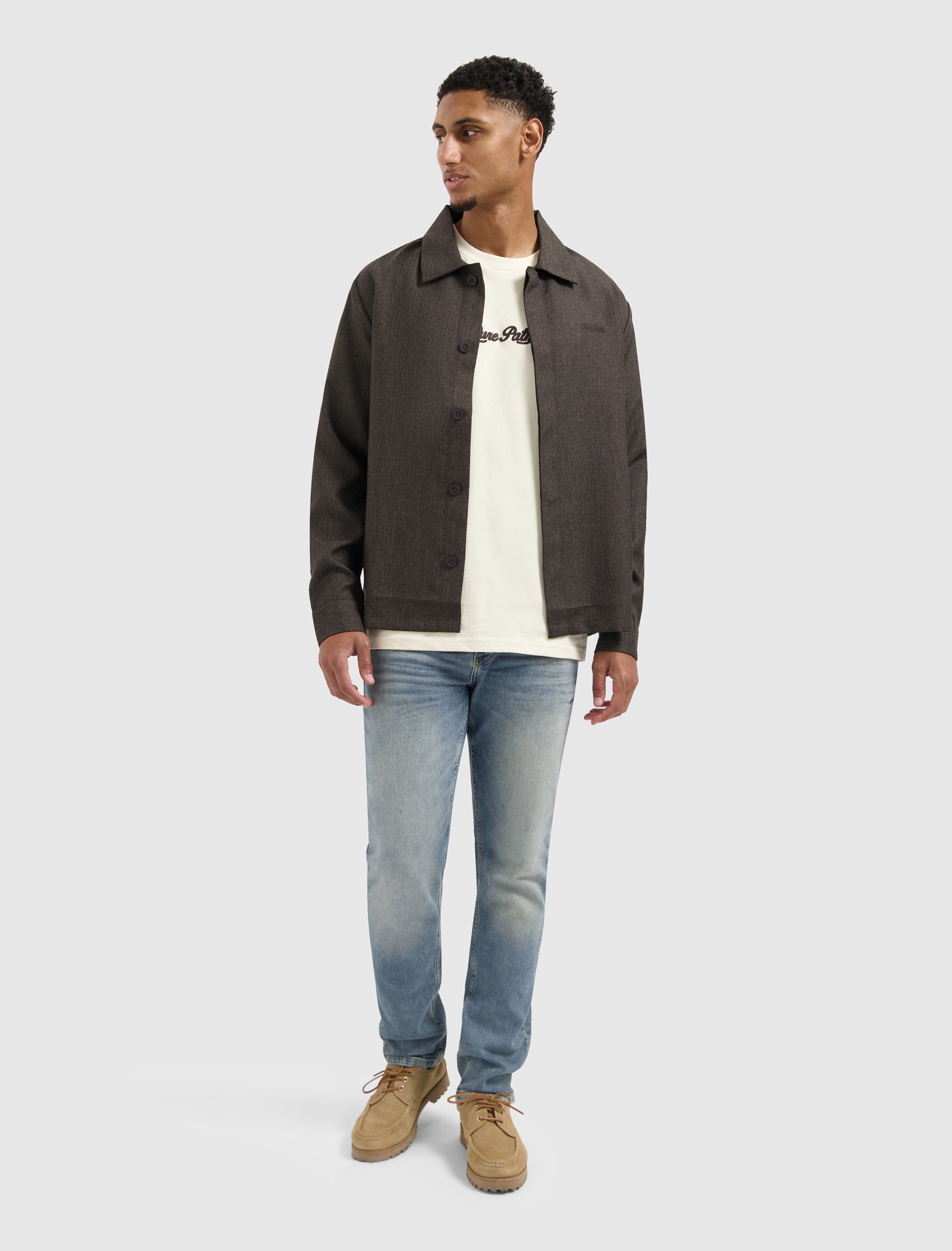 Oxford Melange Overshirt | Dark Brown