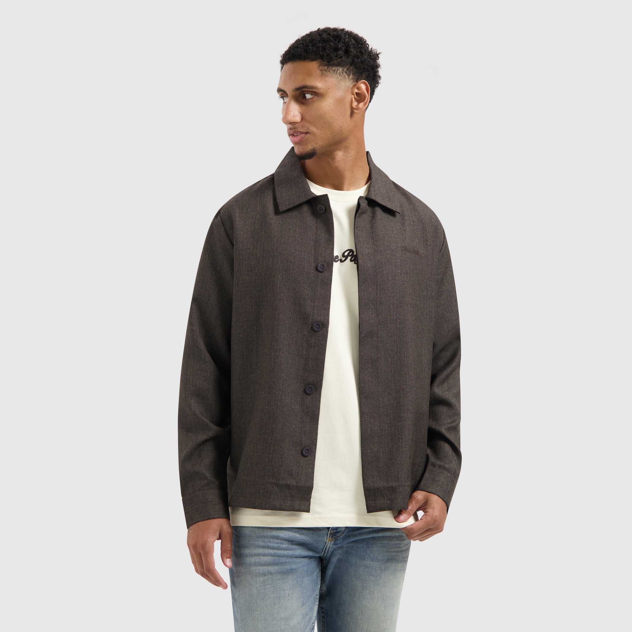Oxford Melange Overshirt | Dark Brown