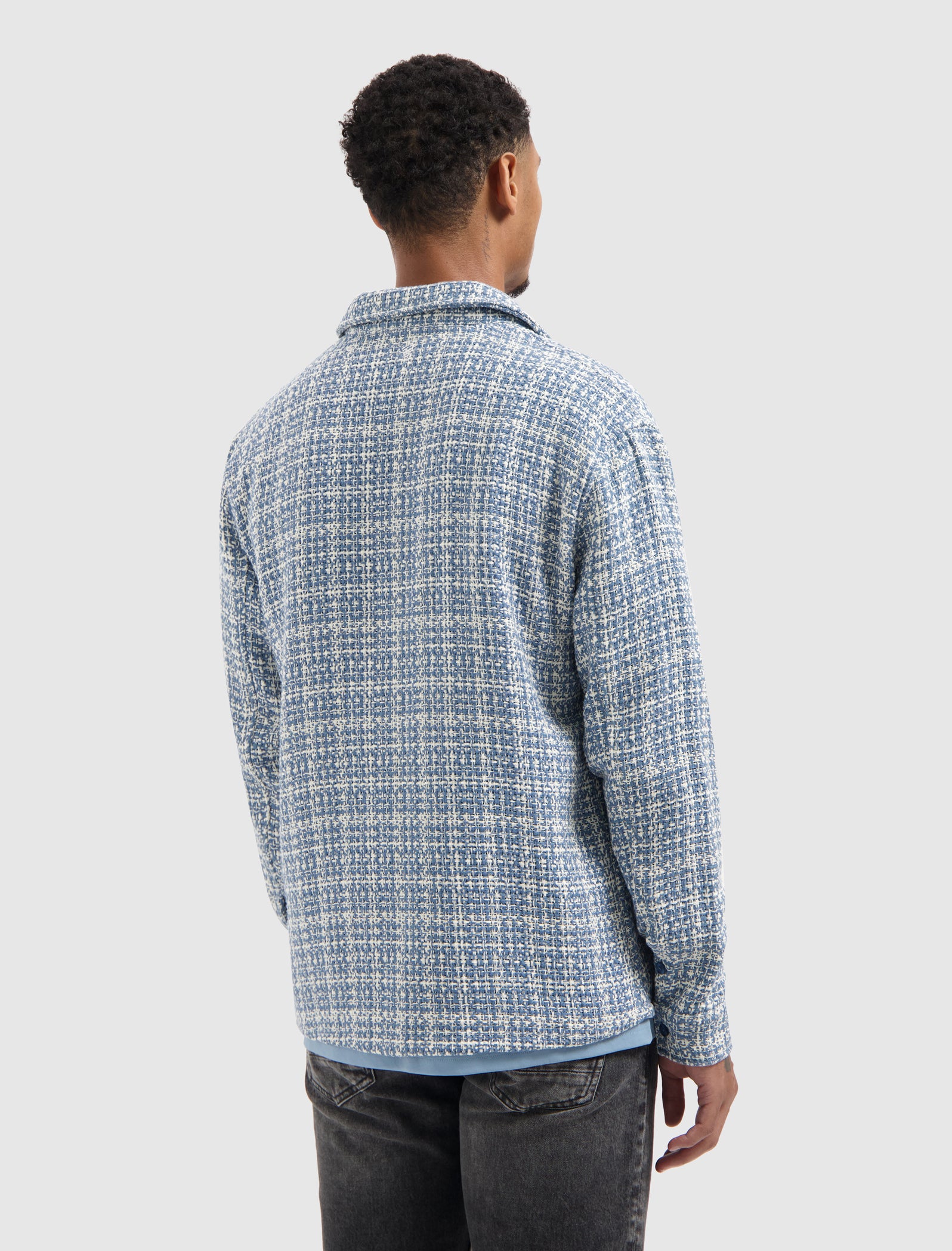 Structured Checked Overshirt | Blue Grey