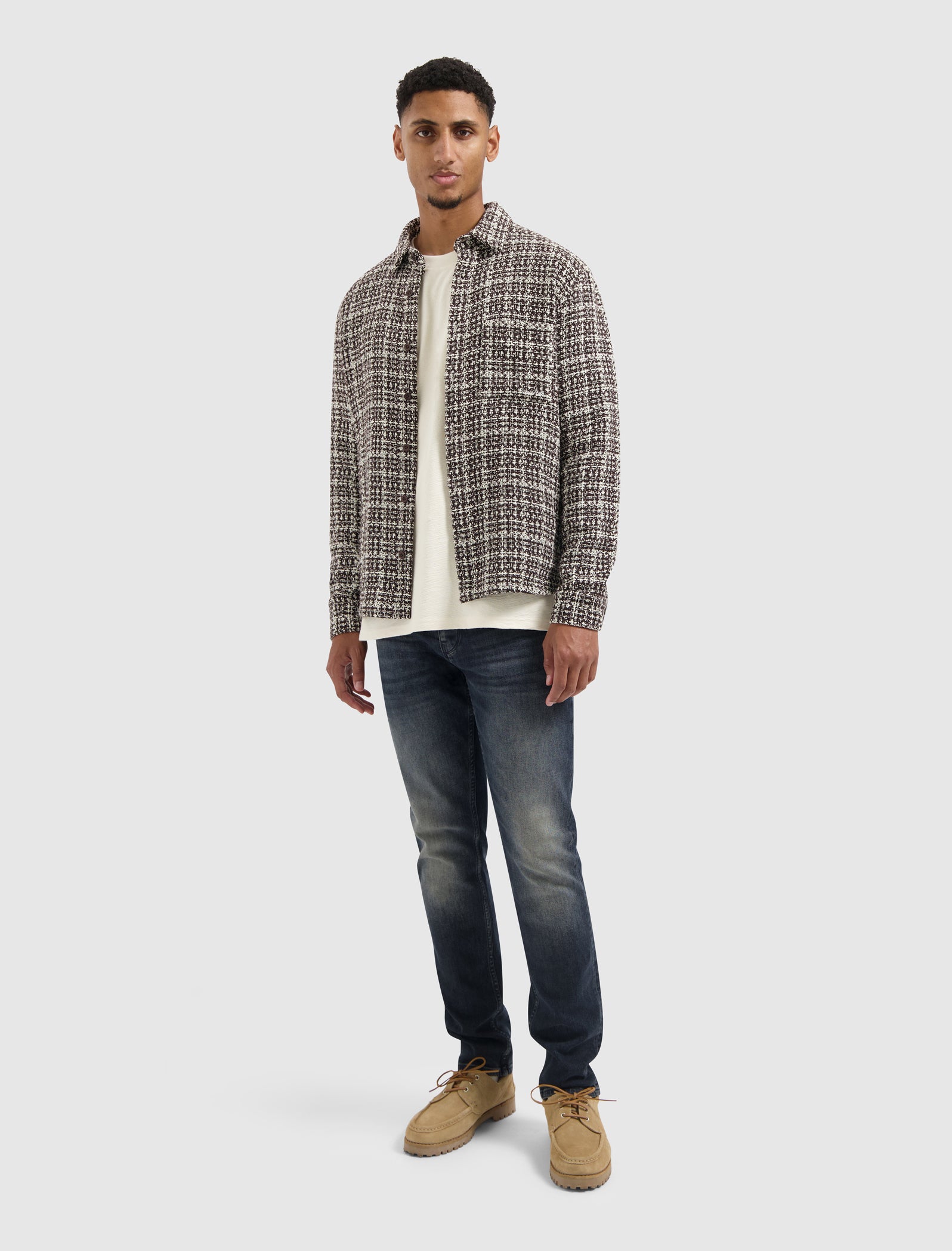 Structured Checked Overshirt | Dark Brown