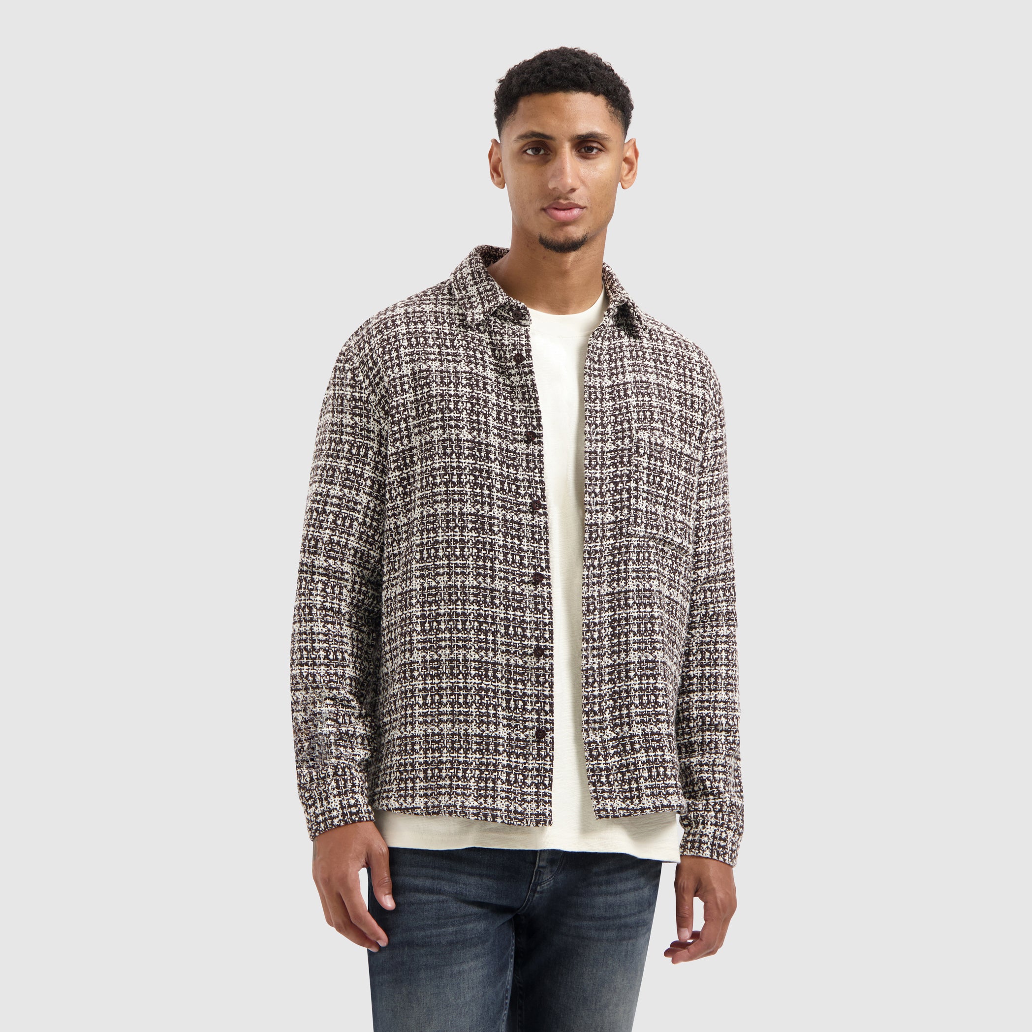 Structured Checked Overshirt | Dark Brown