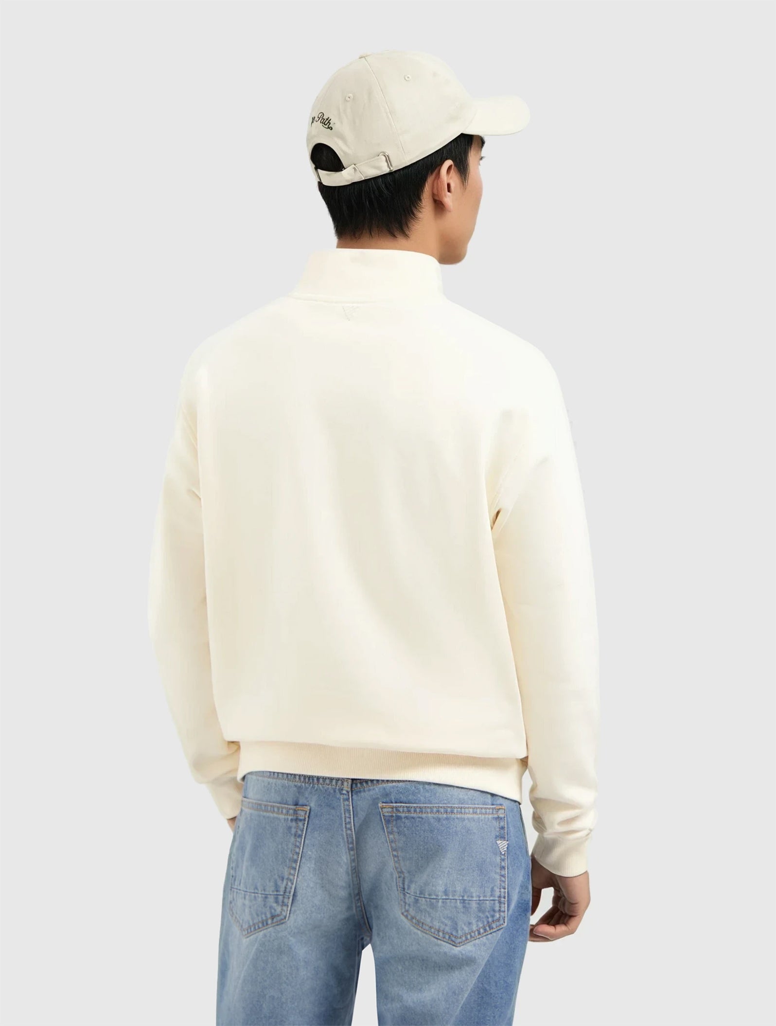 Embroidery Half-zip Sweater | Ecru
