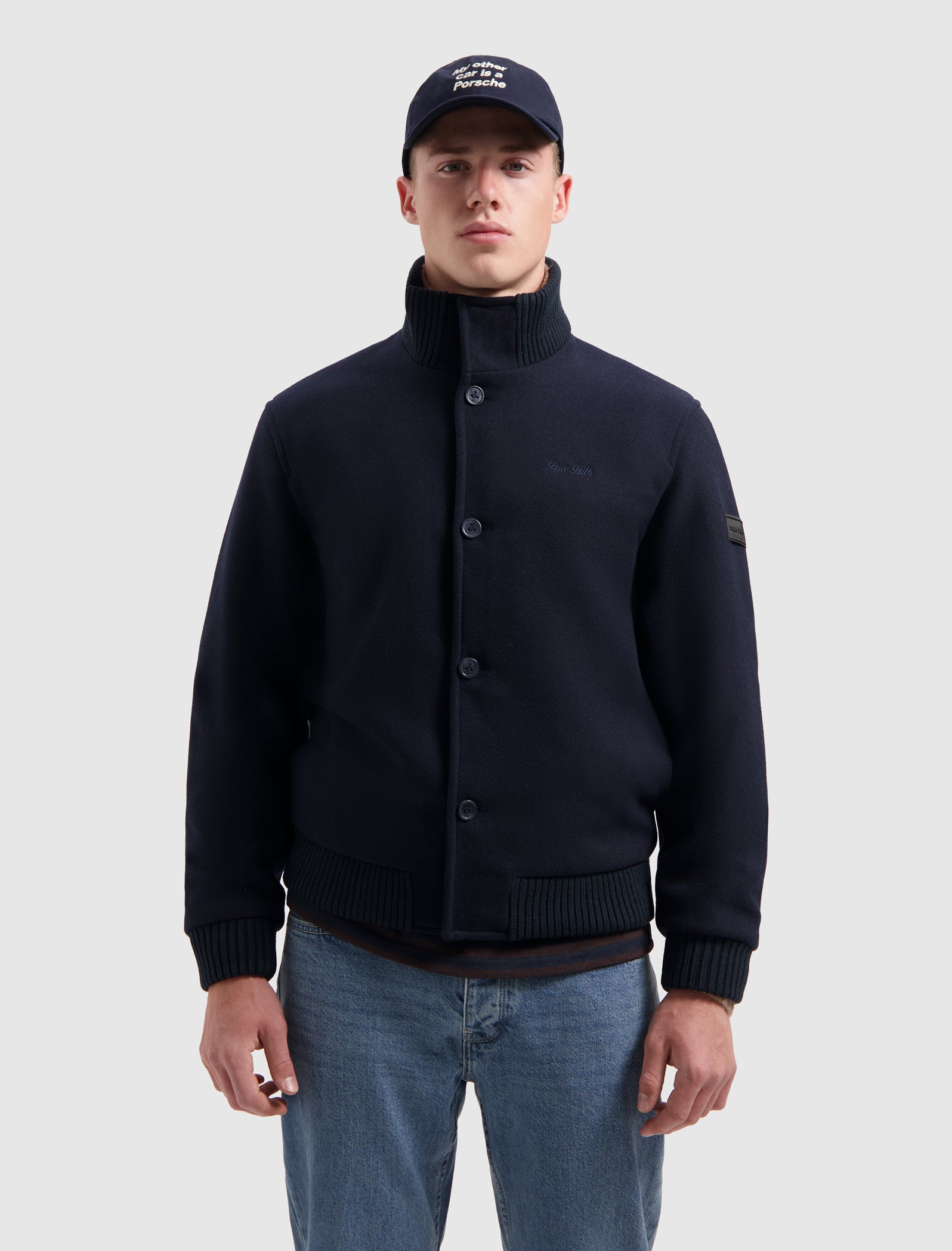 Wool Bomber Jacket | Dark Navy