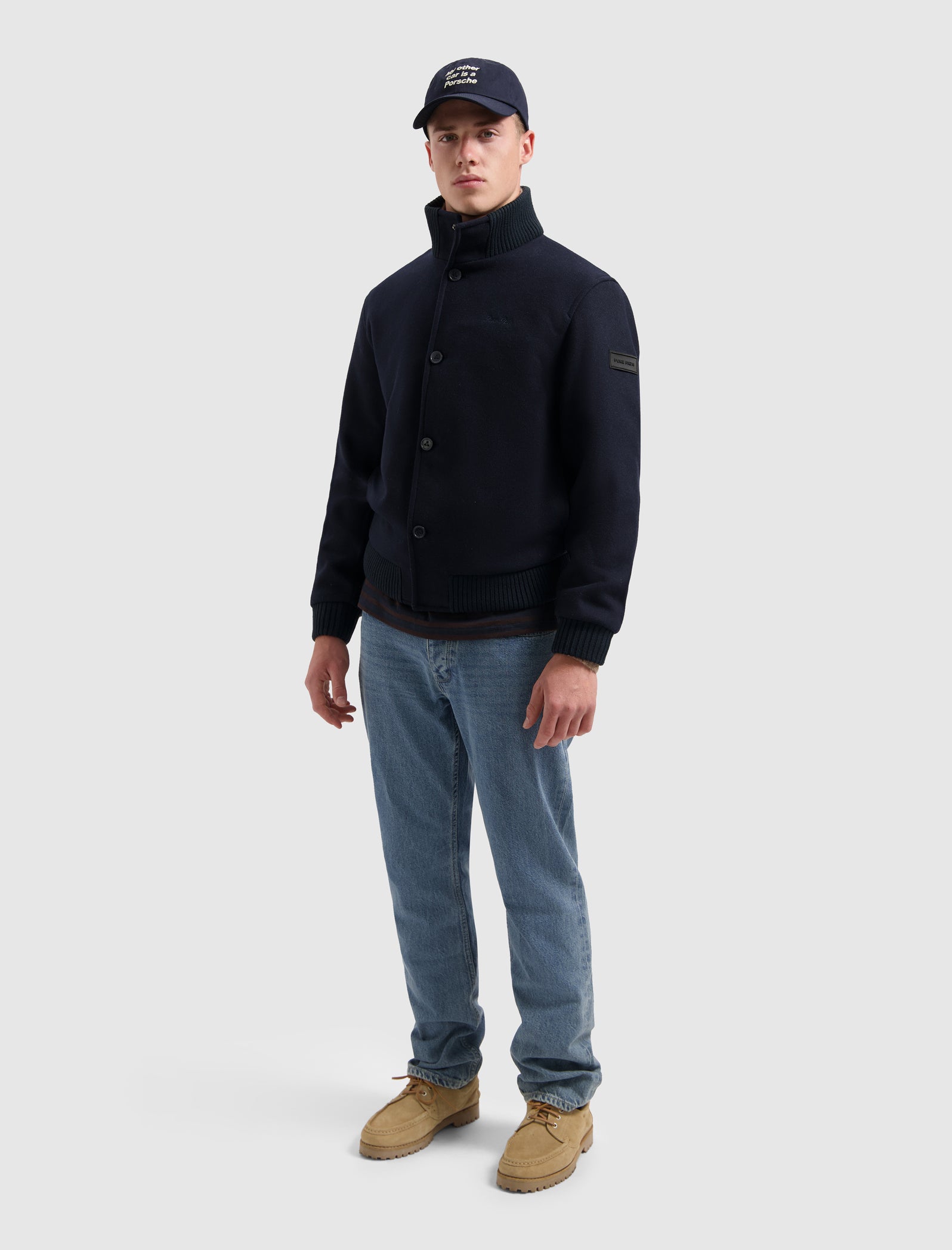 Wool Bomber Jacket | Dark Navy