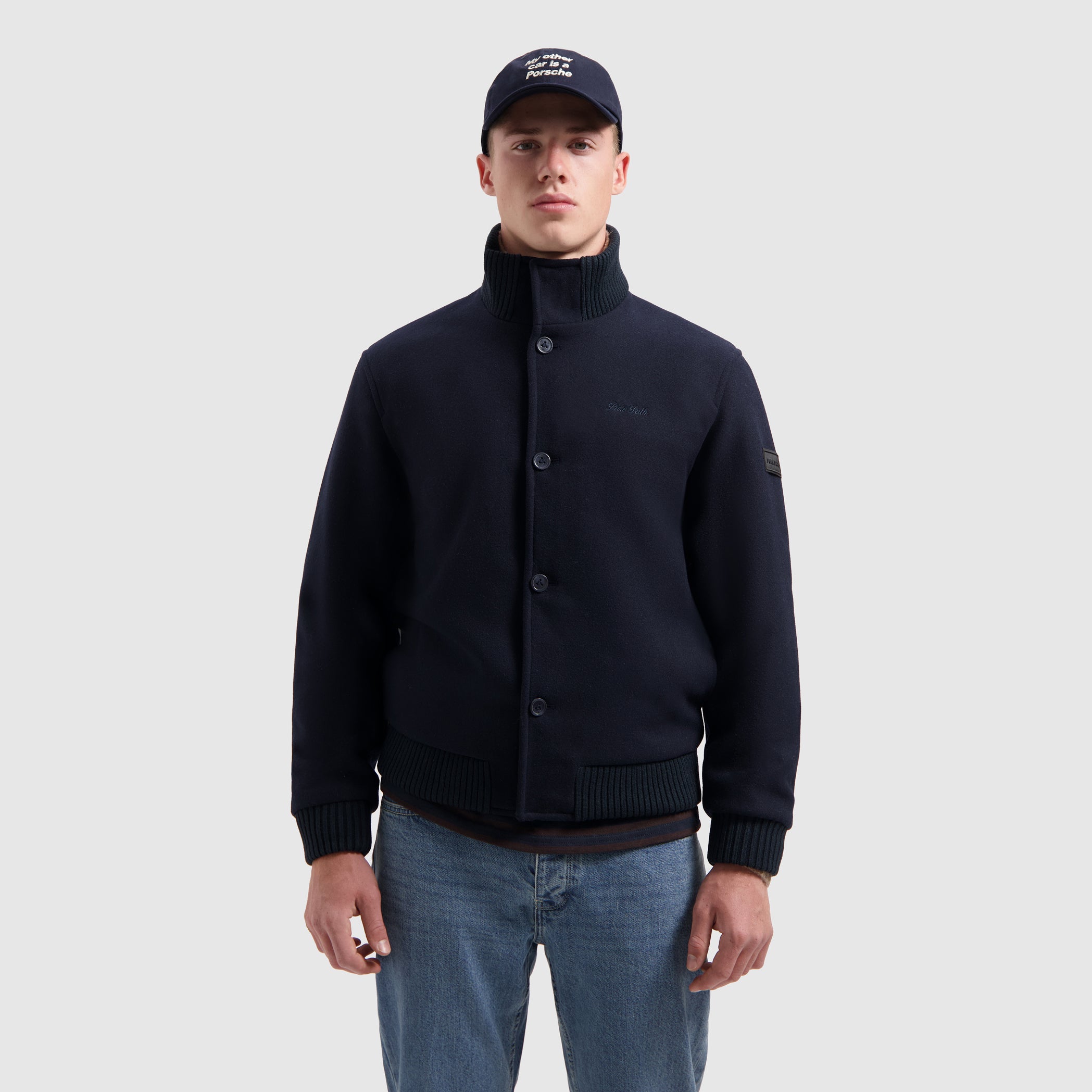 Wool Bomber Jacket | Dark Navy