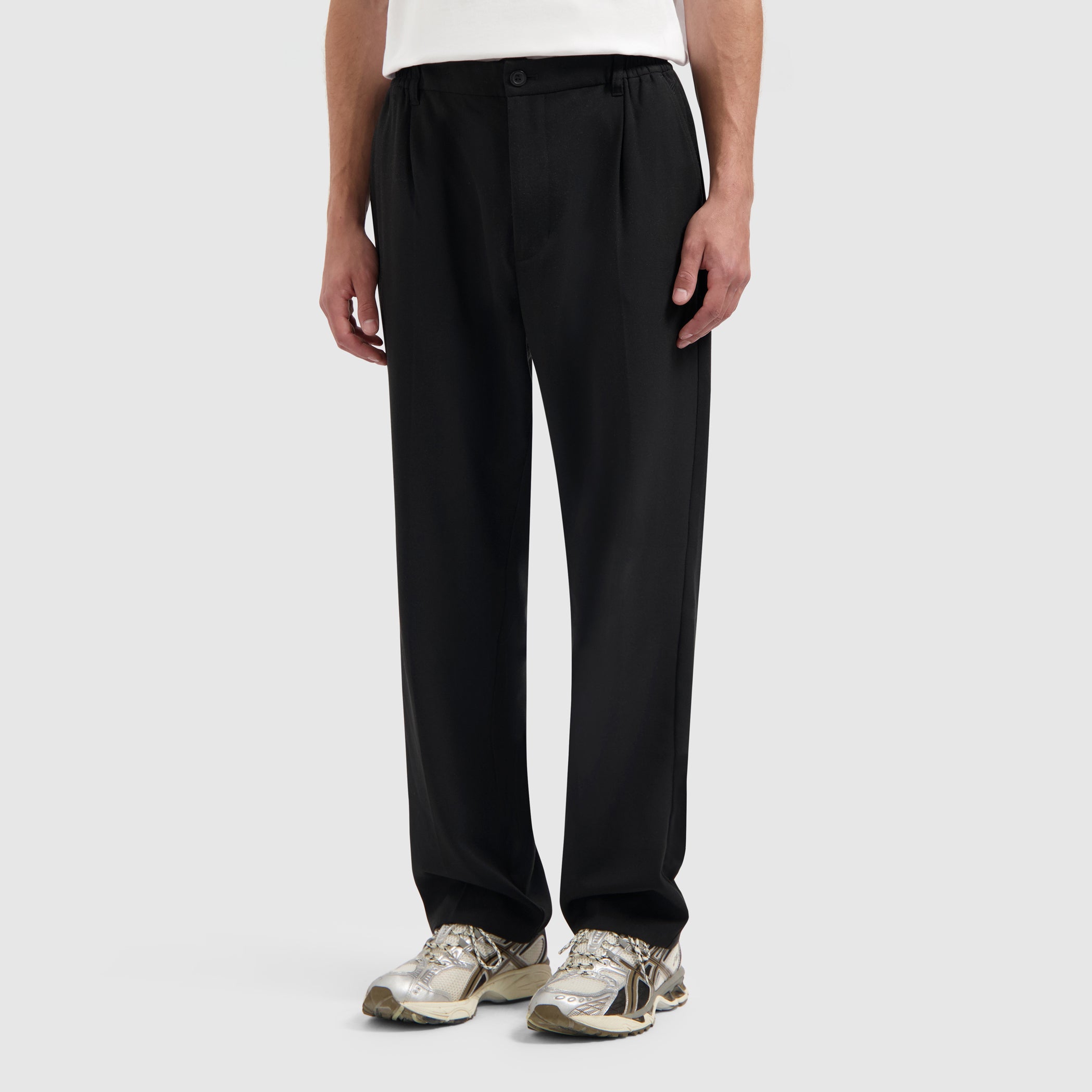 Pleated Twill Pants | Black