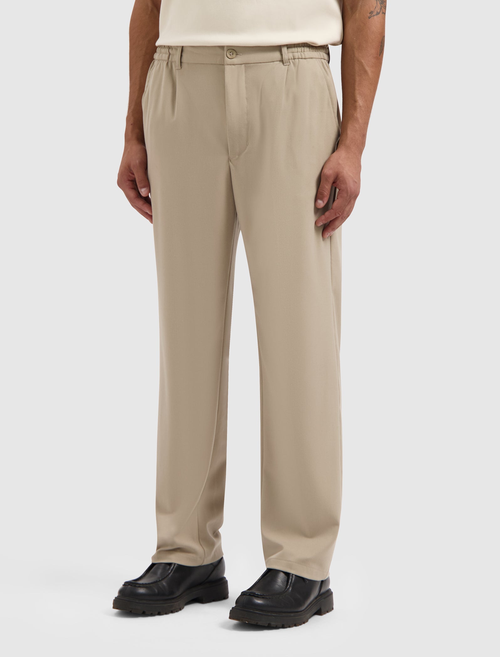 Pleated Twill Pants | Camel