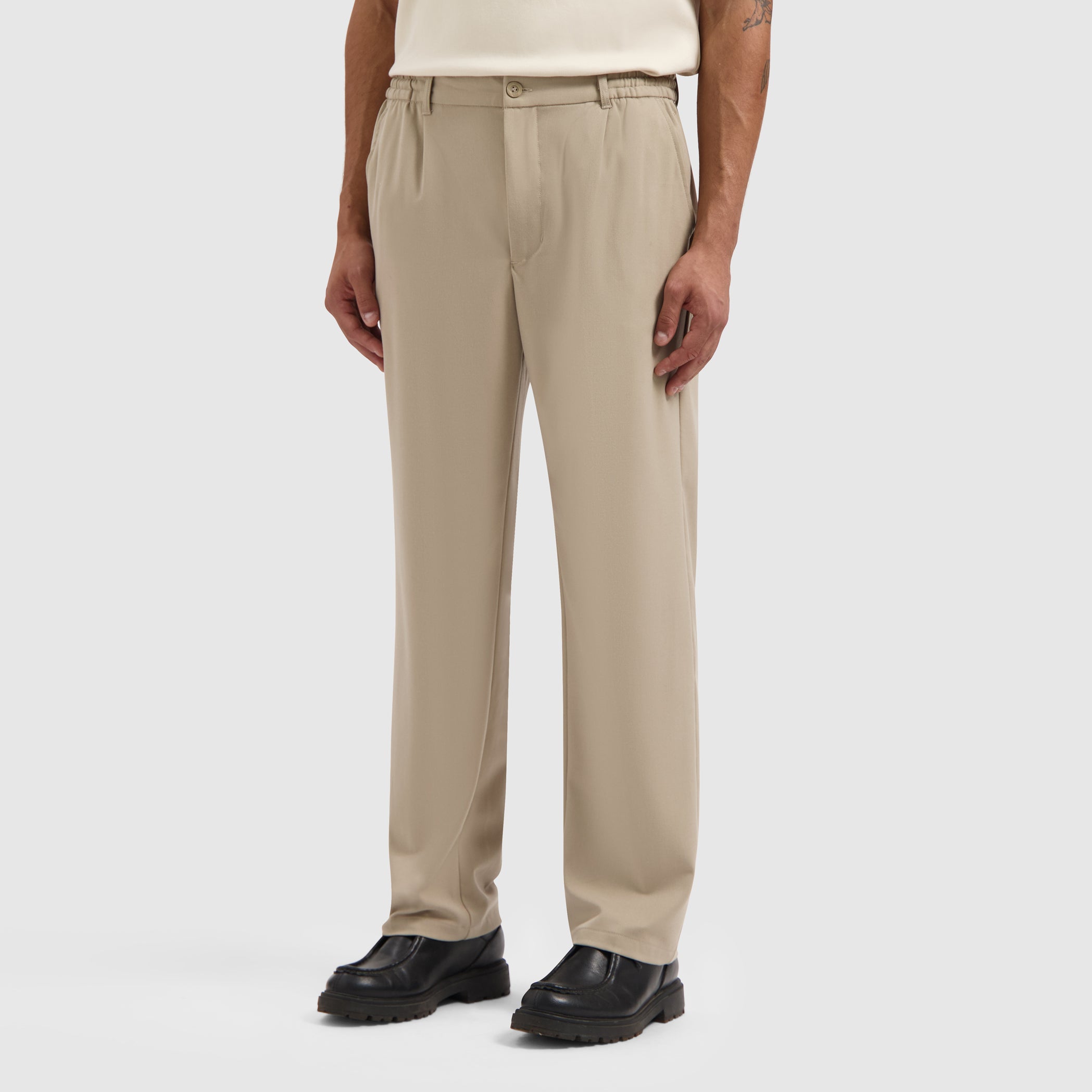 Pleated Twill Pants | Camel