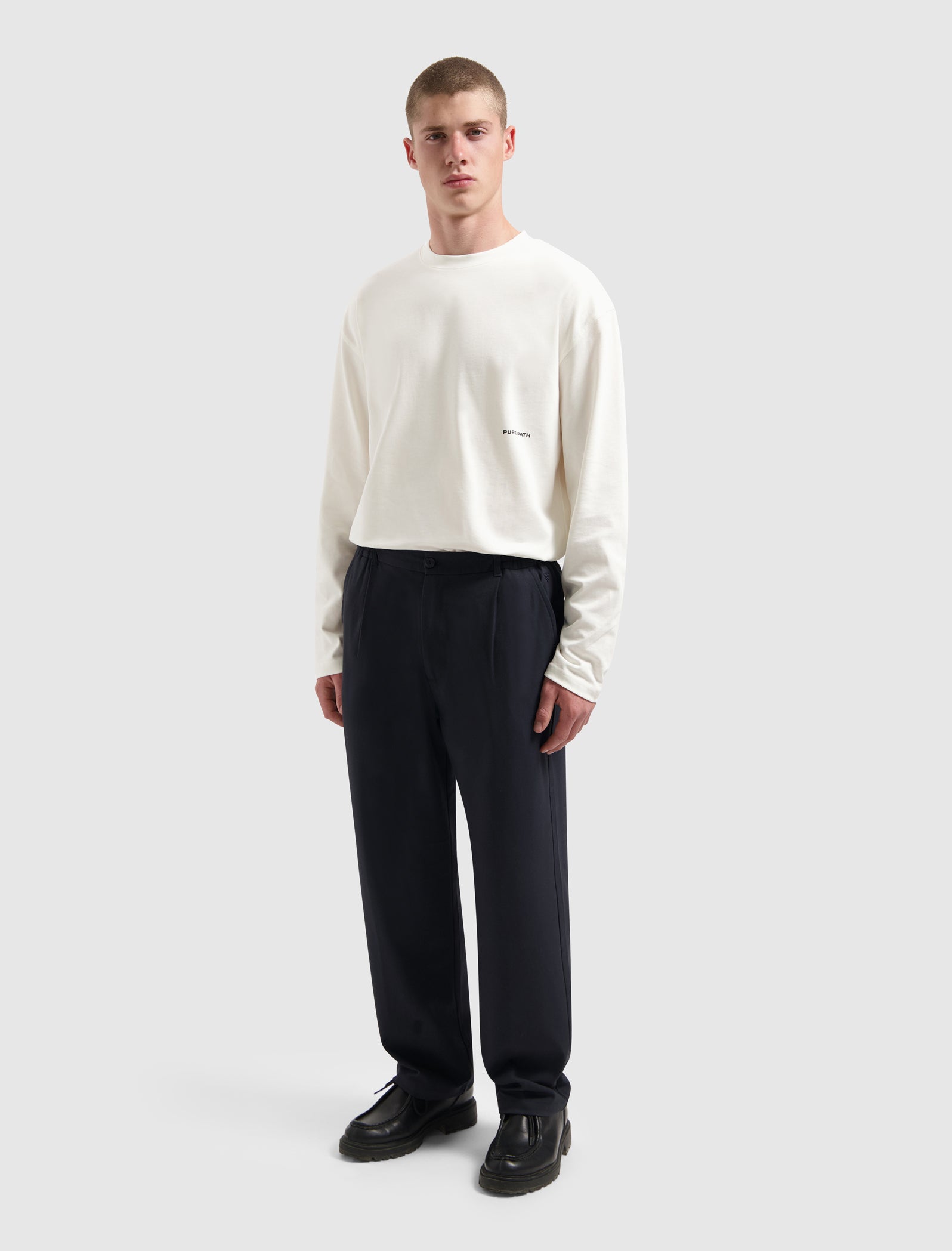 Pleated Twill Pants | Dark Navy