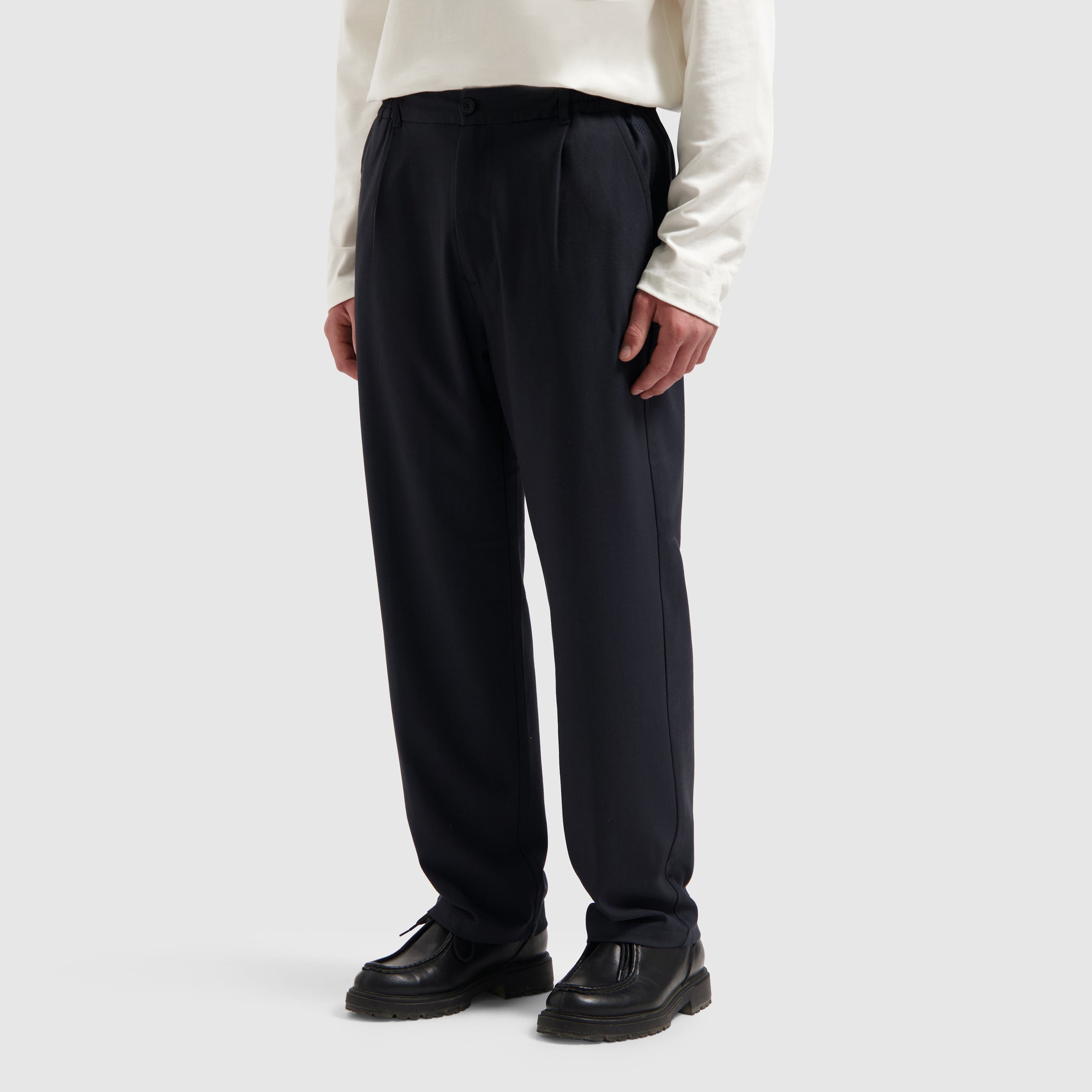 Pleated Twill Pants | Dark Navy