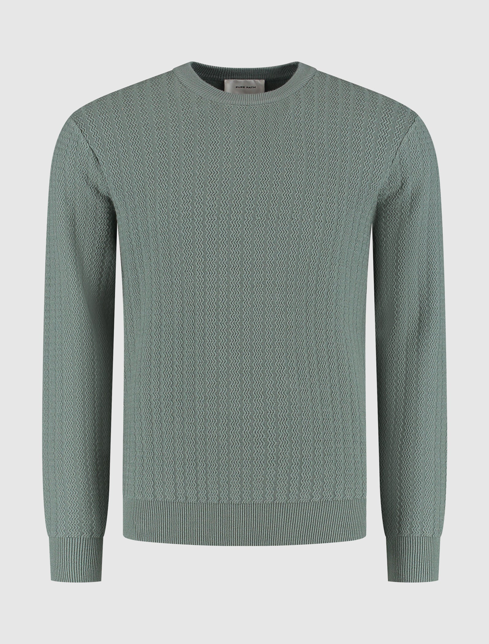 Jacquard Structure Knit Sweater | Army Green