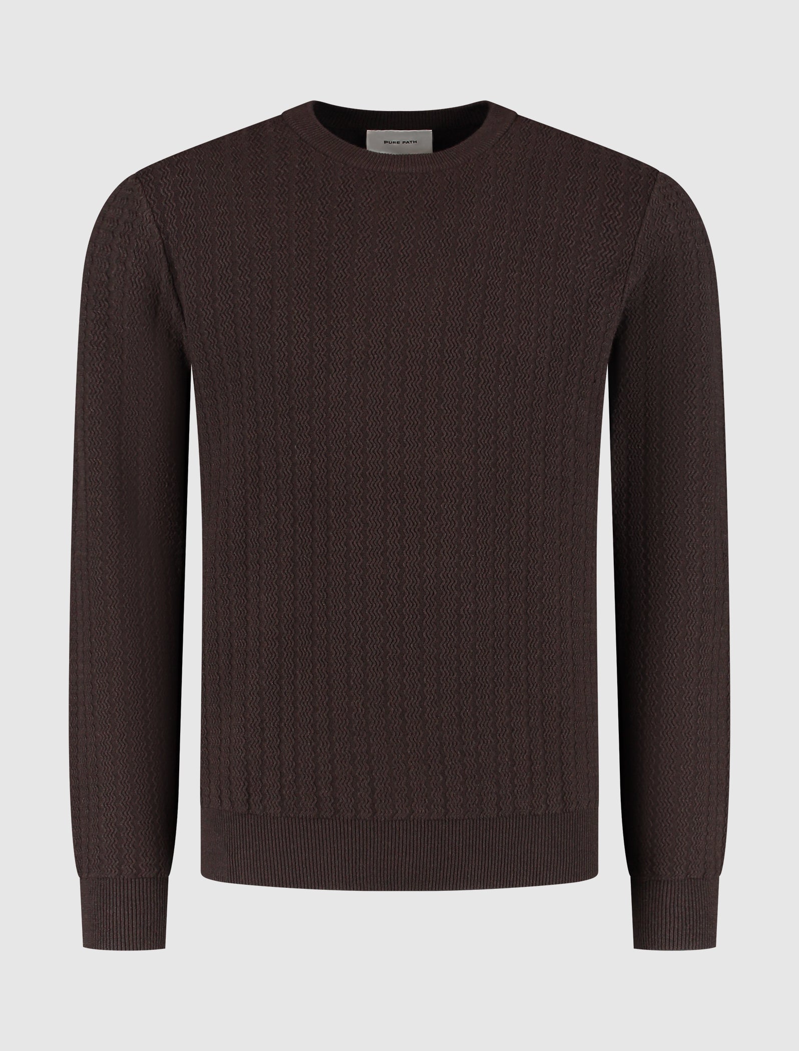 Jacquard Structure Knit Sweater | Dark Brown