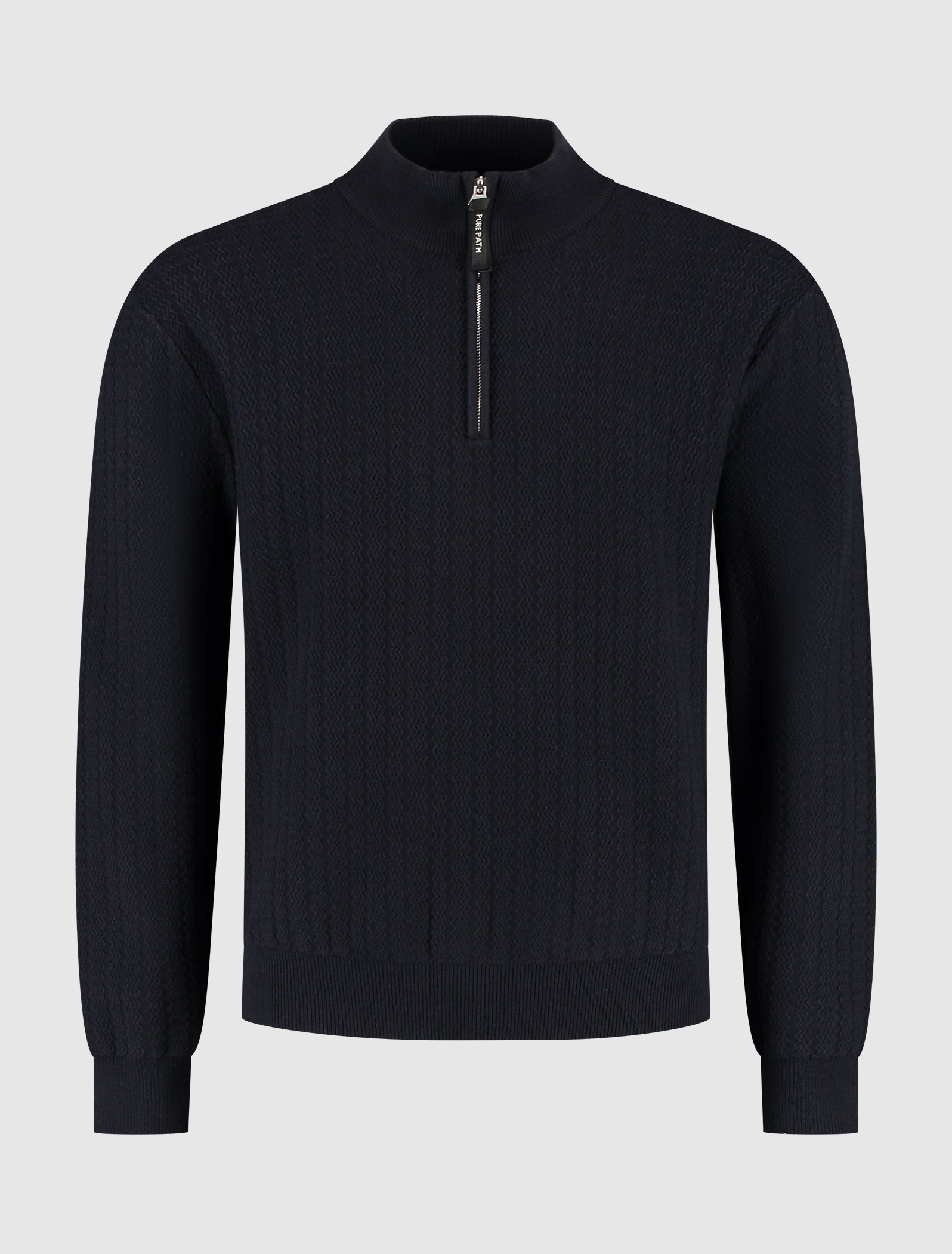 Jacquard Structure Knit Half-zip Sweater | Dark Navy